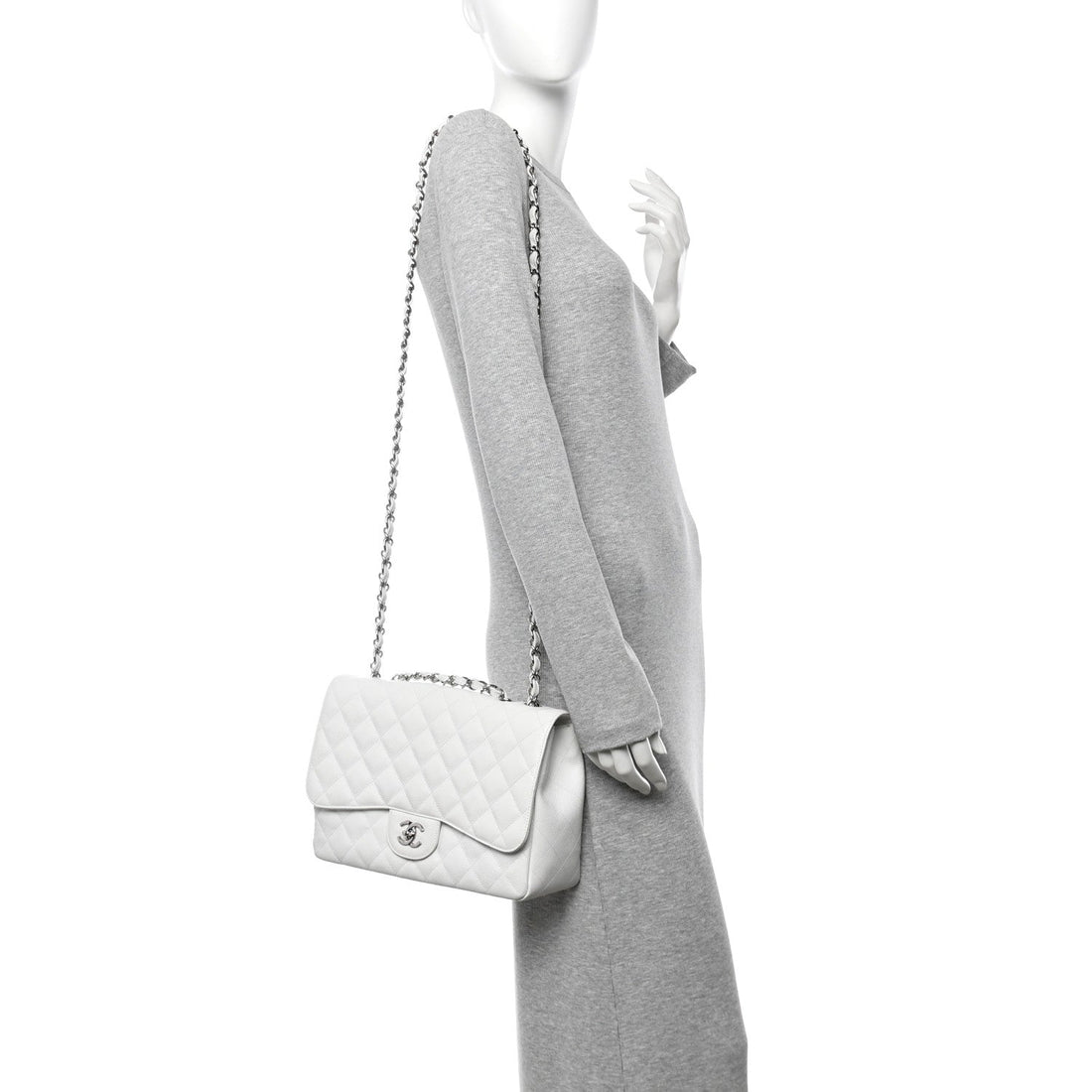 Caviar Quilted Jumbo Single Flap White