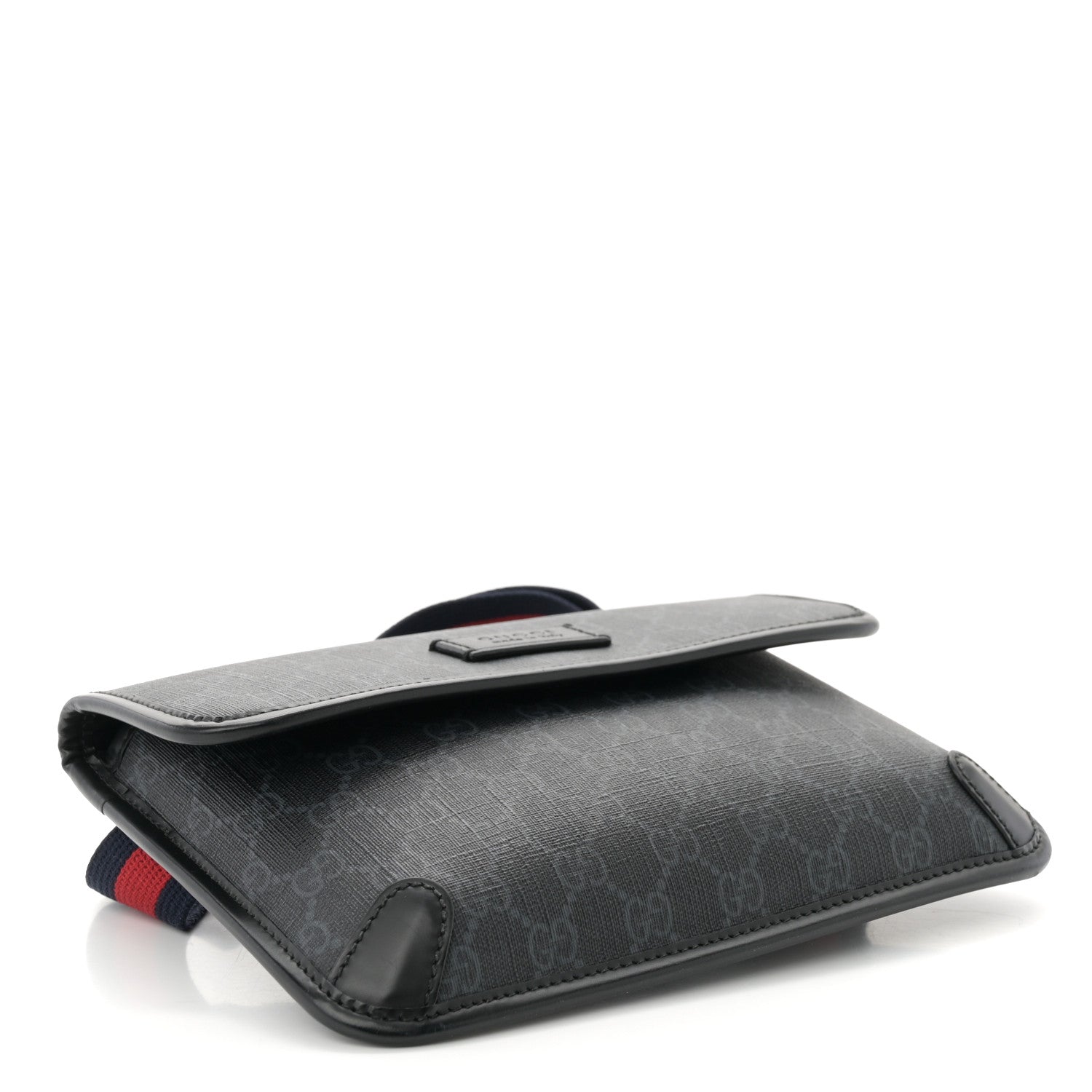 GG Supreme Monogram Web Slim Belt Bag Black Grey