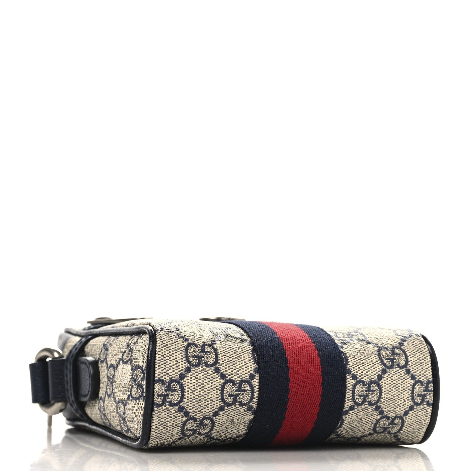 GG Supreme Monogram Textured Calfskin Web Mini Ophidia Messenger Beige Blue