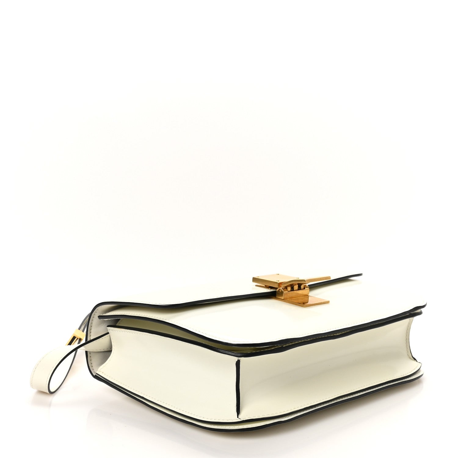 Spazzolato Calfskin Medium Classic Box Bag White