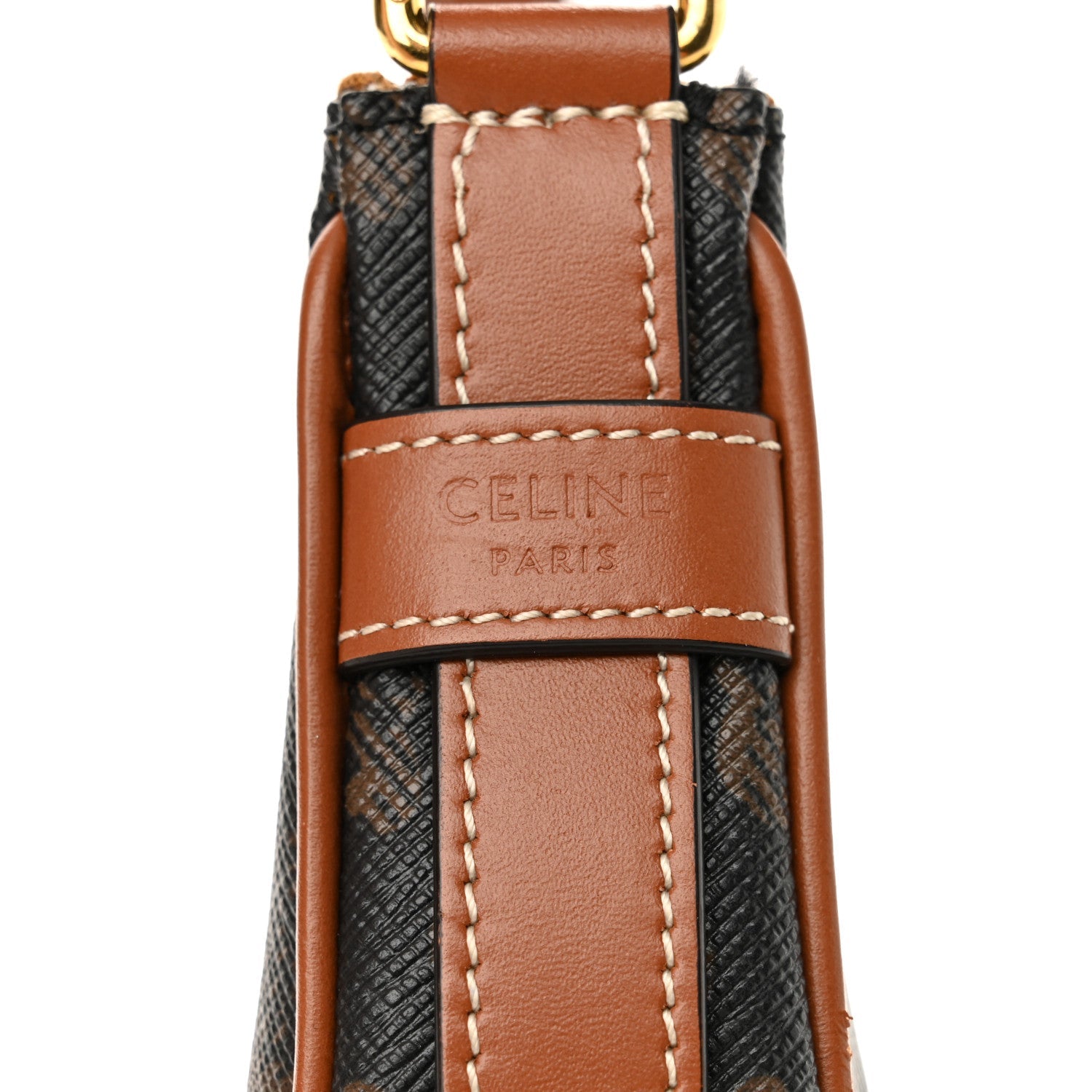 Canvas Calfskin Mini Ava Triomphe Shoulder Bag Tan