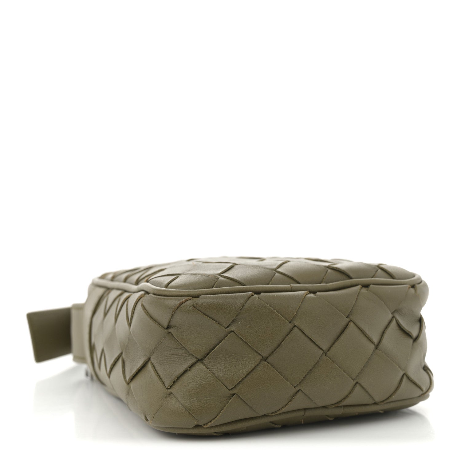 Calfskin Intrecciato Mini Cassette Phone Holder Crossbody Khaki