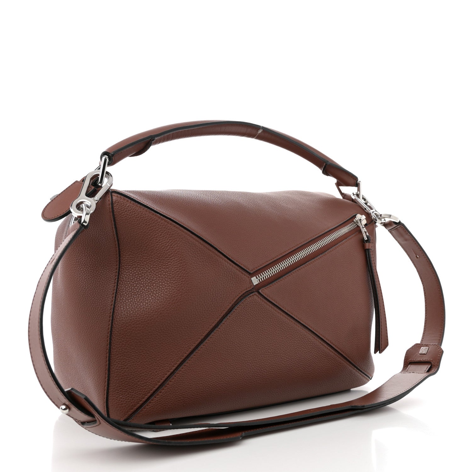 Grained Calfskin Large Puzzle Bag Brown