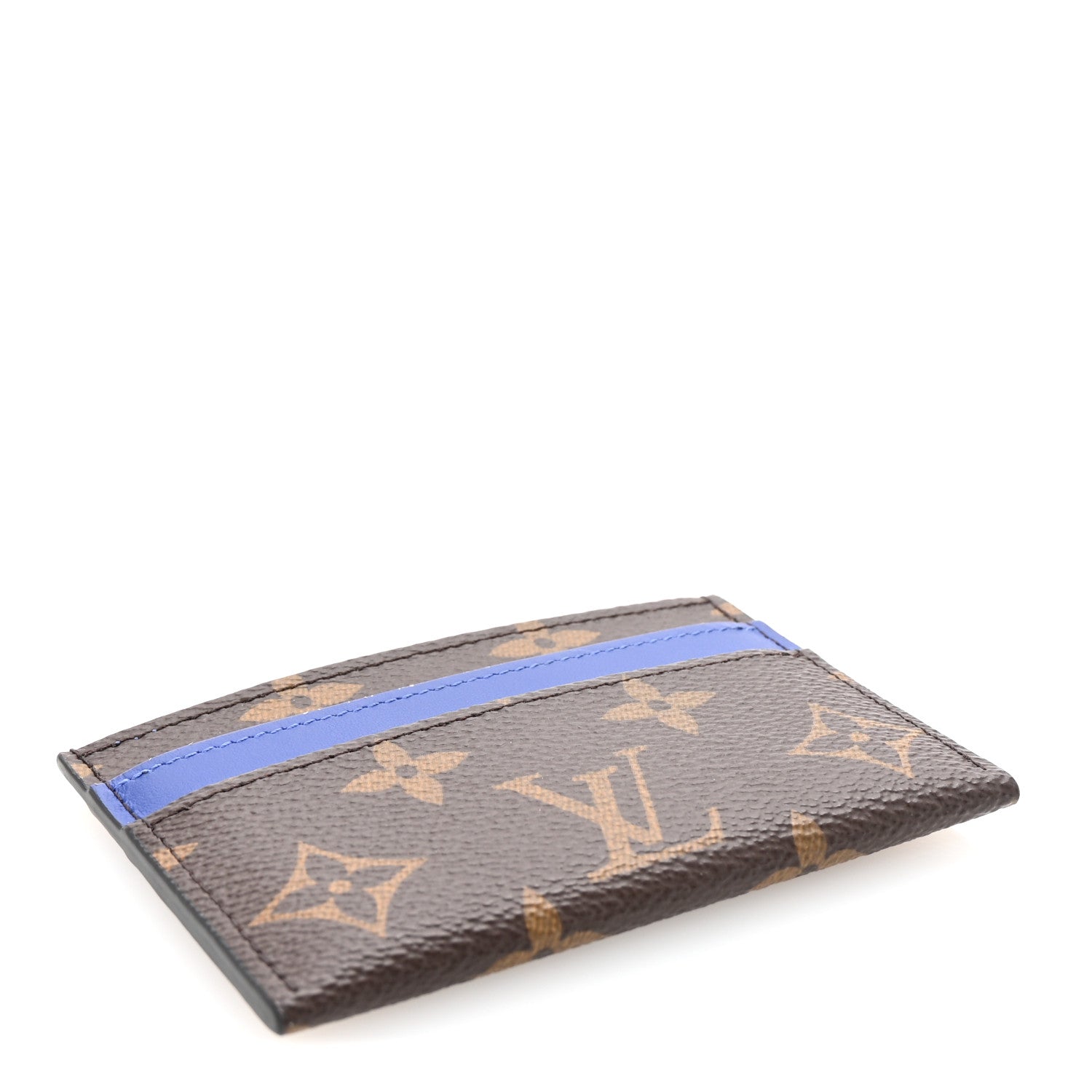 Monogram Macassar Double Card Holder Indigo Blue