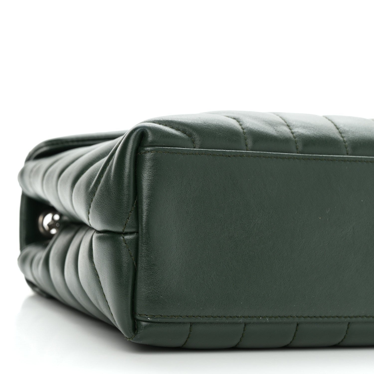 Calfskin Y Quilted Monogram Small Loulou Chain Satchel Olive