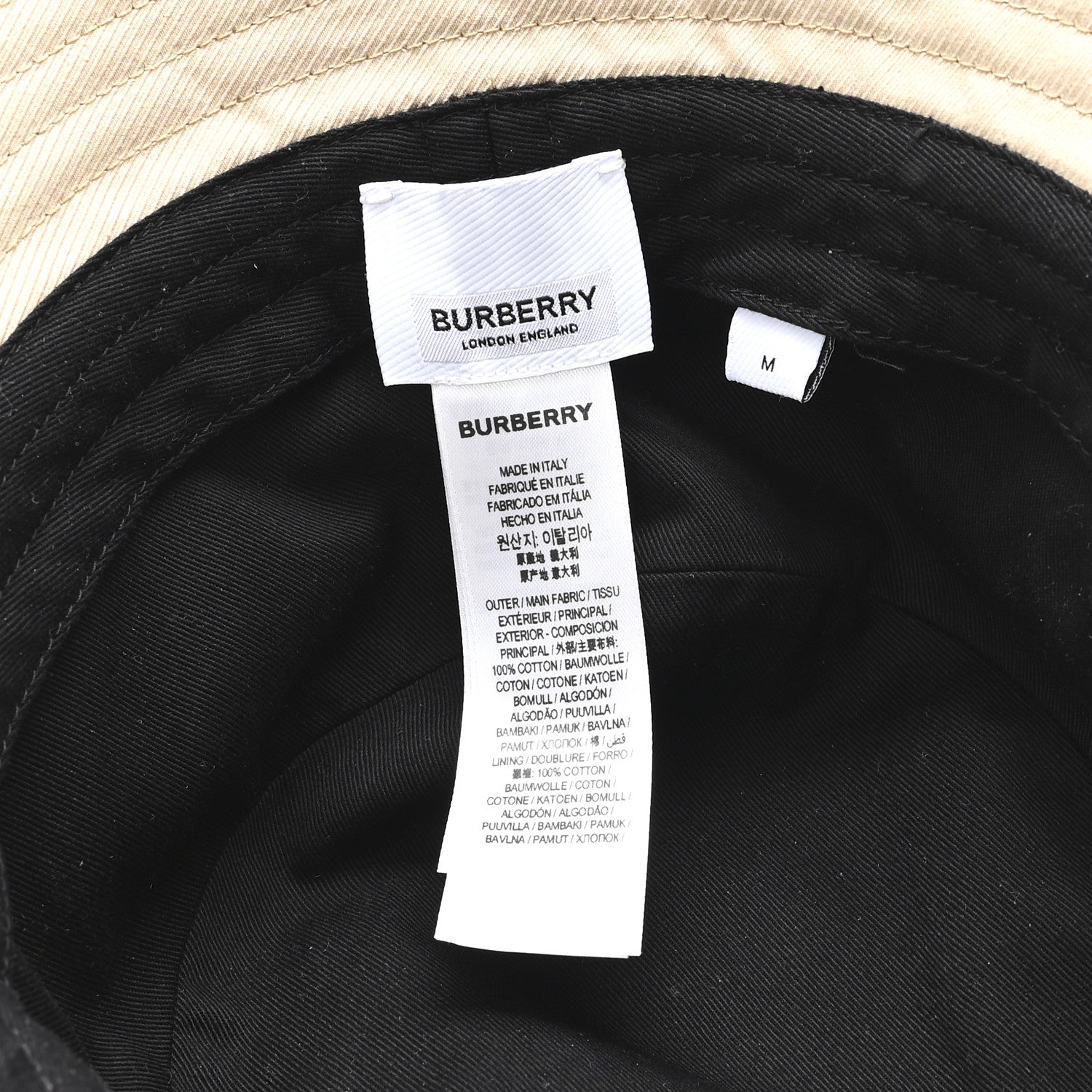 Cotton Canvas Bucket Hat M Beige