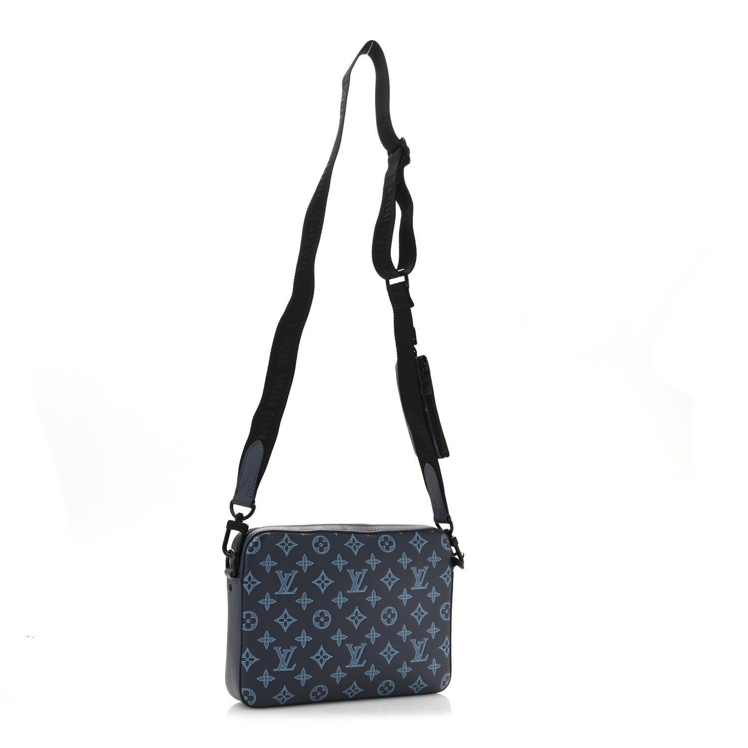 Calfskin Monogram Shadow Trio Messenger Navy River Blue