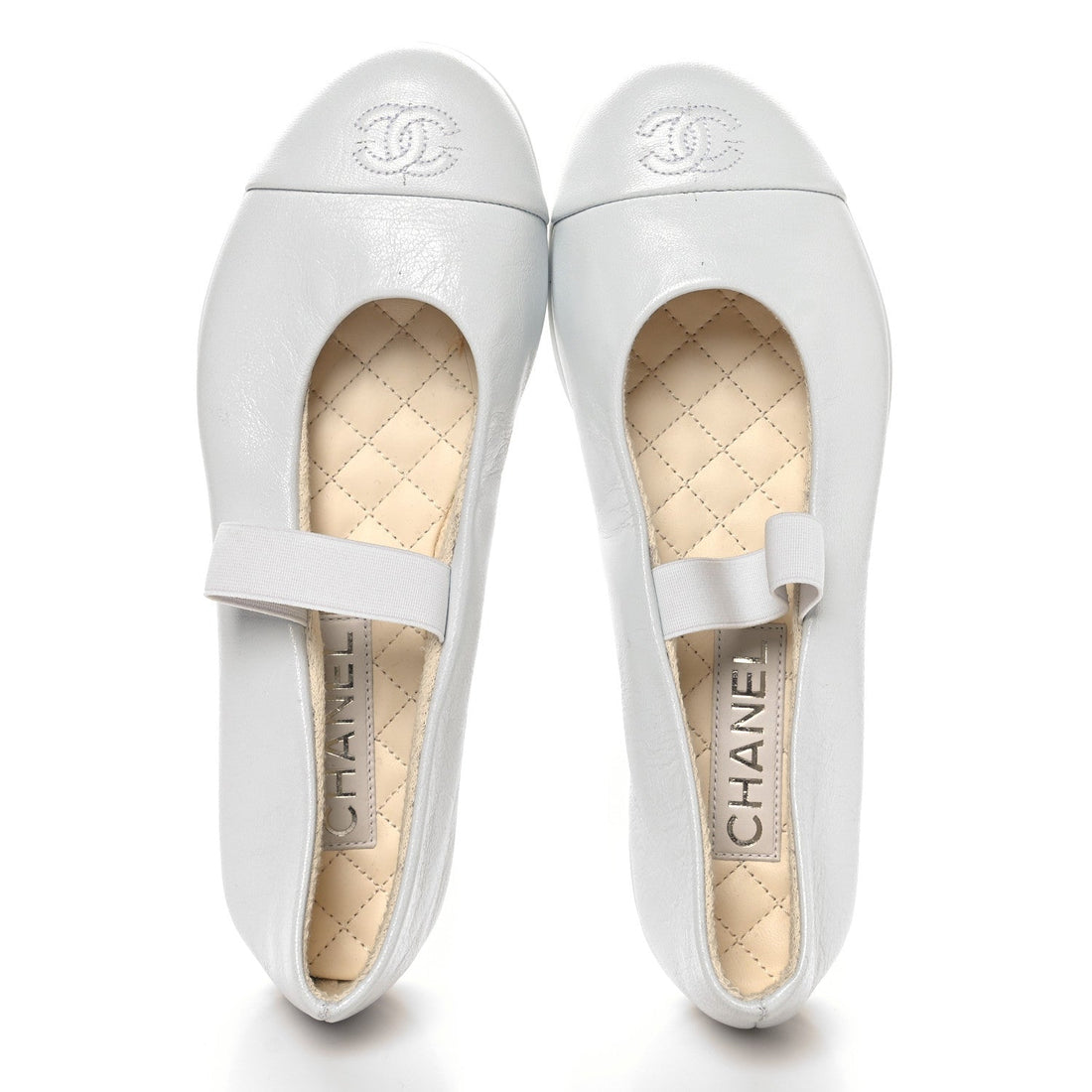 Lambskin Cap Toe CC Mary Jane Flats 39.5 White