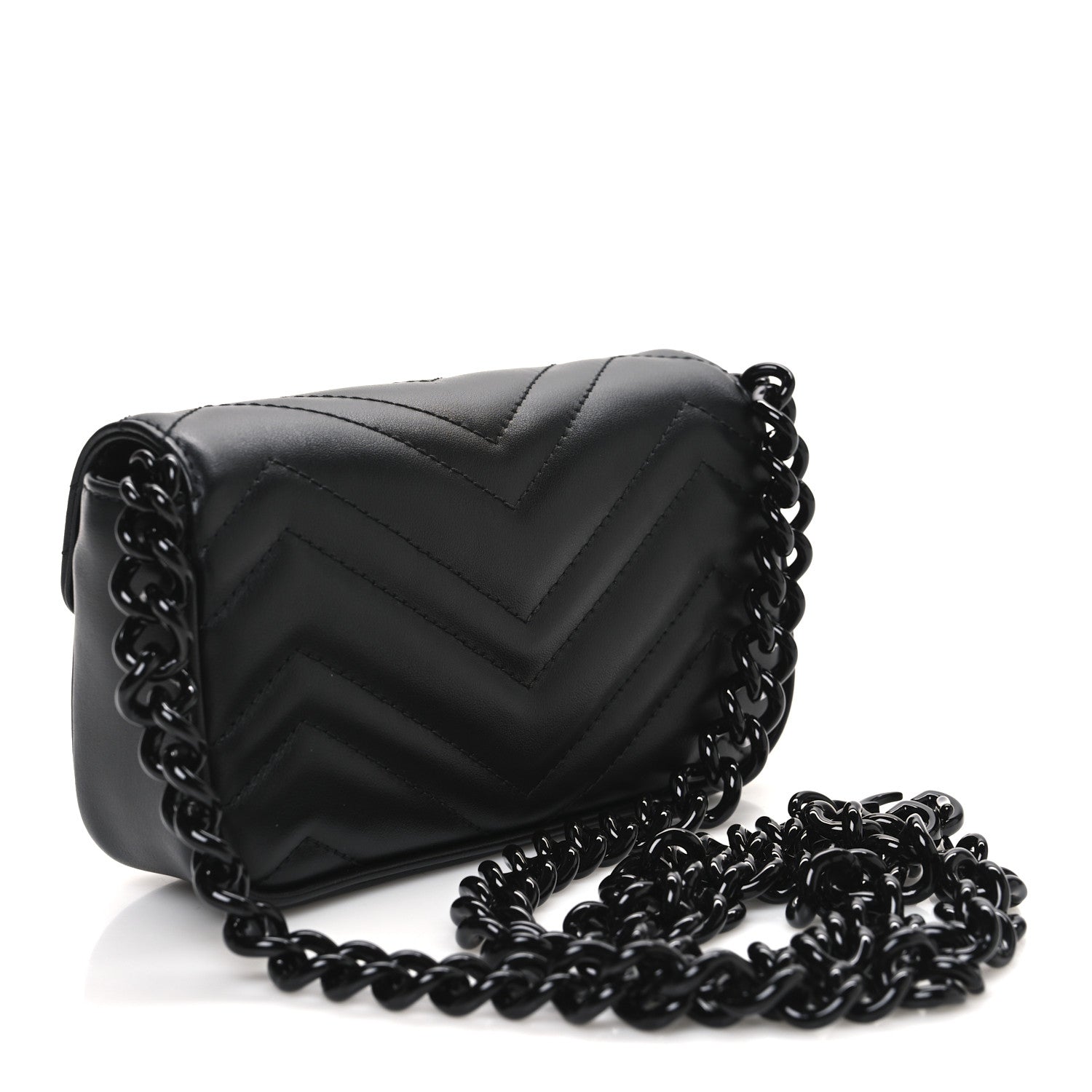 Calfskin Matelasse Monochrome GG Marmont Chain Belt Bag Black