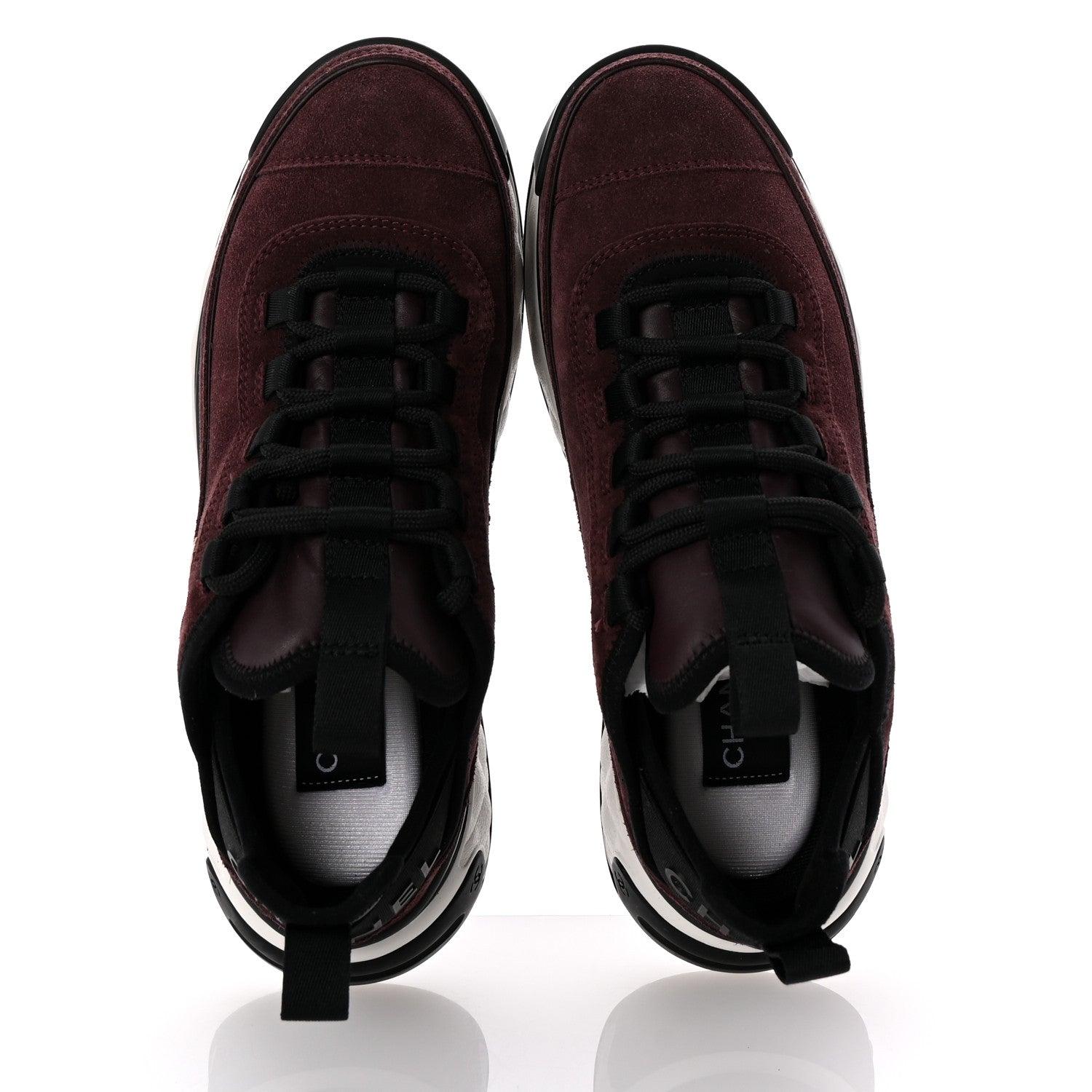 Suede Calfskin Nylon Grosgrain CC Sneakers 37 Dark Purple