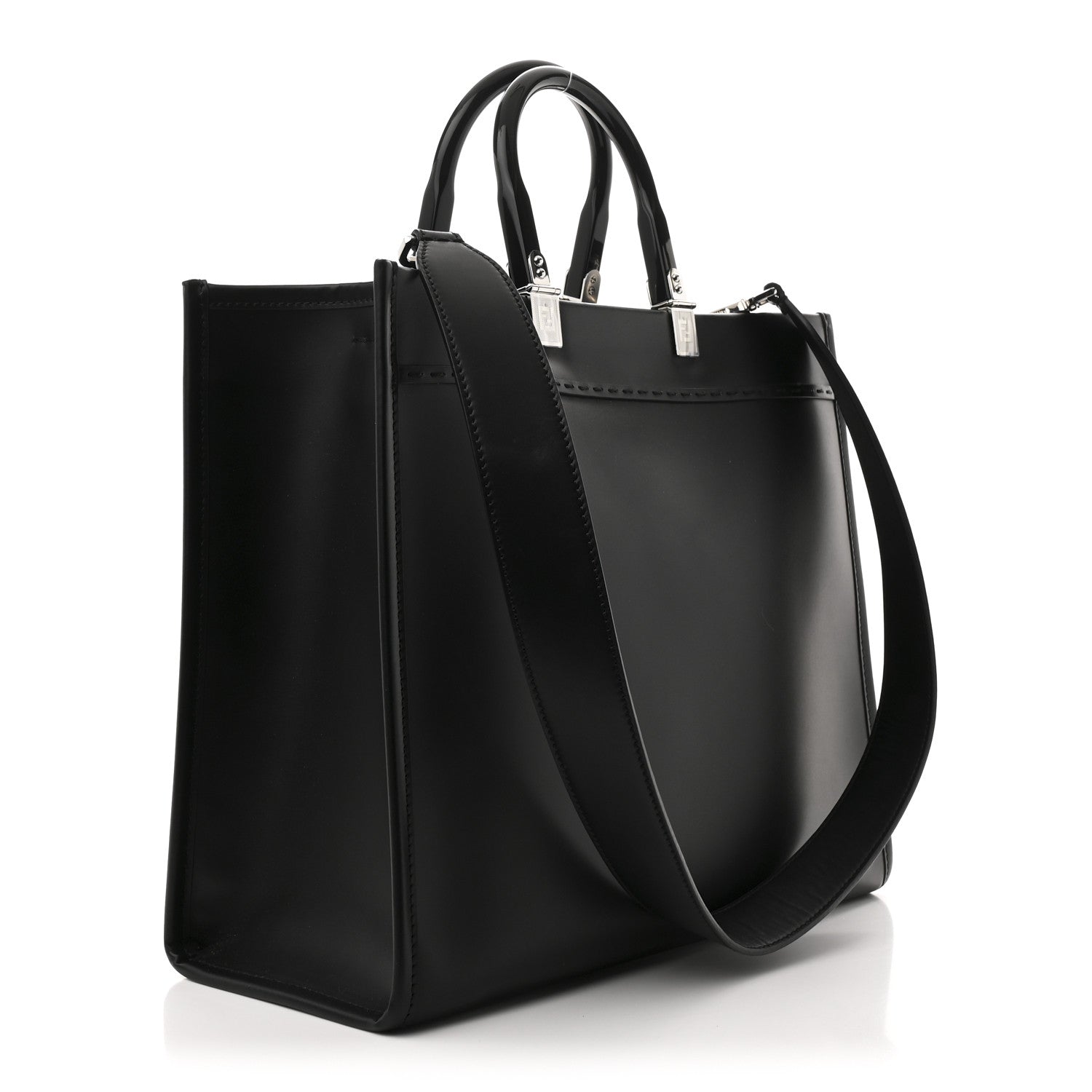 Vitello King Plexiglass Medium Fendi Sunshine Shopper Tote Black White