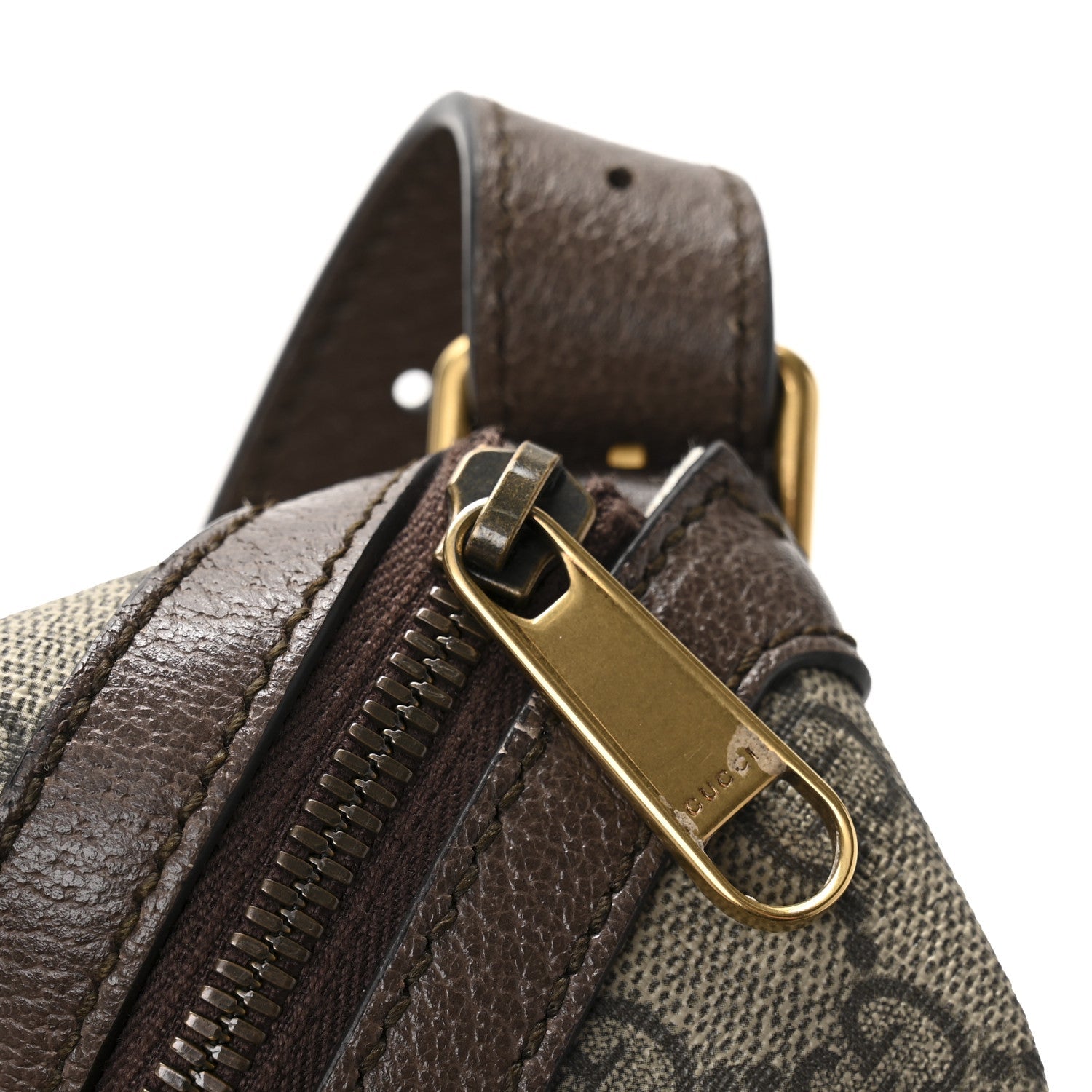 GG Supreme Monogram Web Ophidia Half Moon Hobo Brown