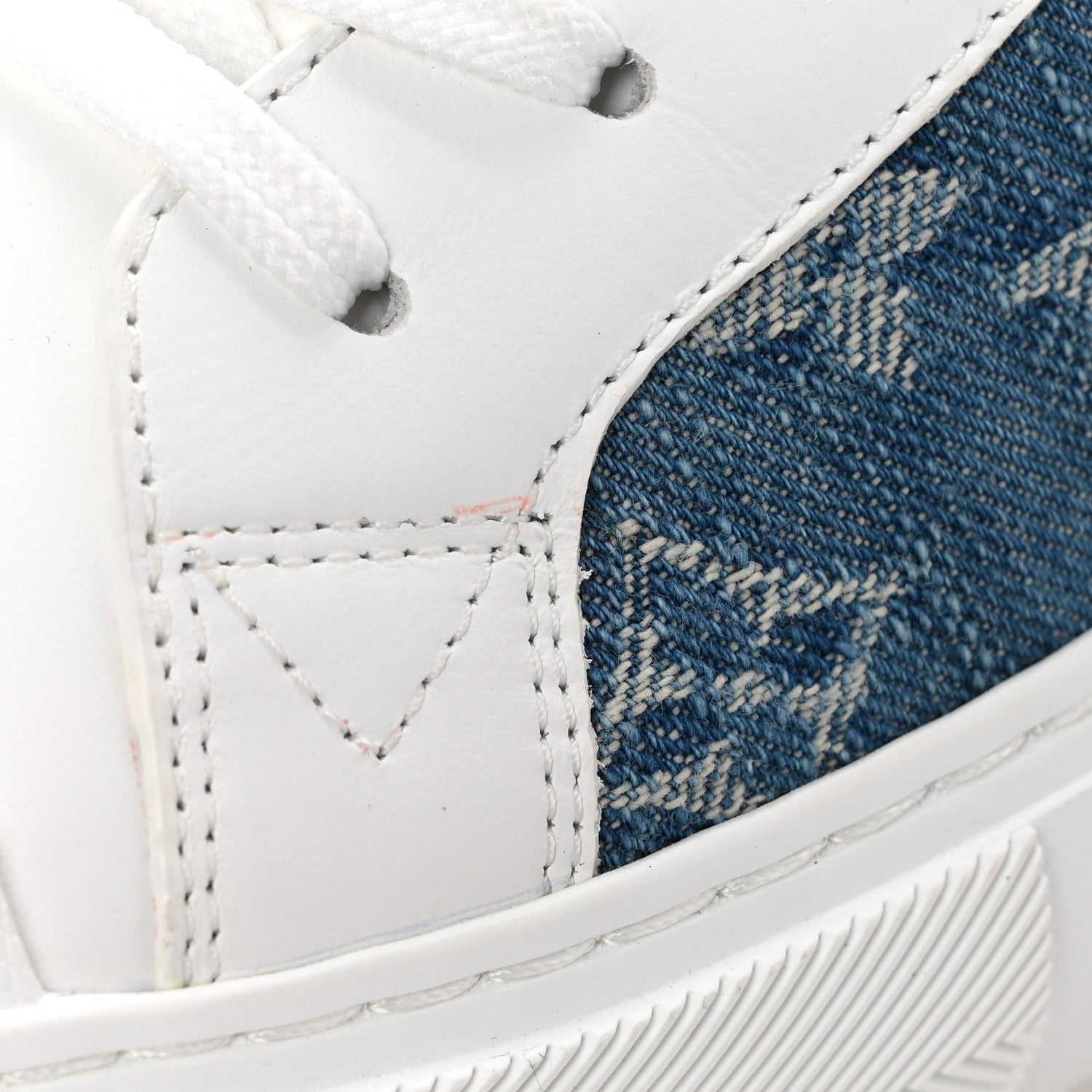 Calfskin Denim Monogram Mens Tattoo Sneaker Boots 11 White Blue