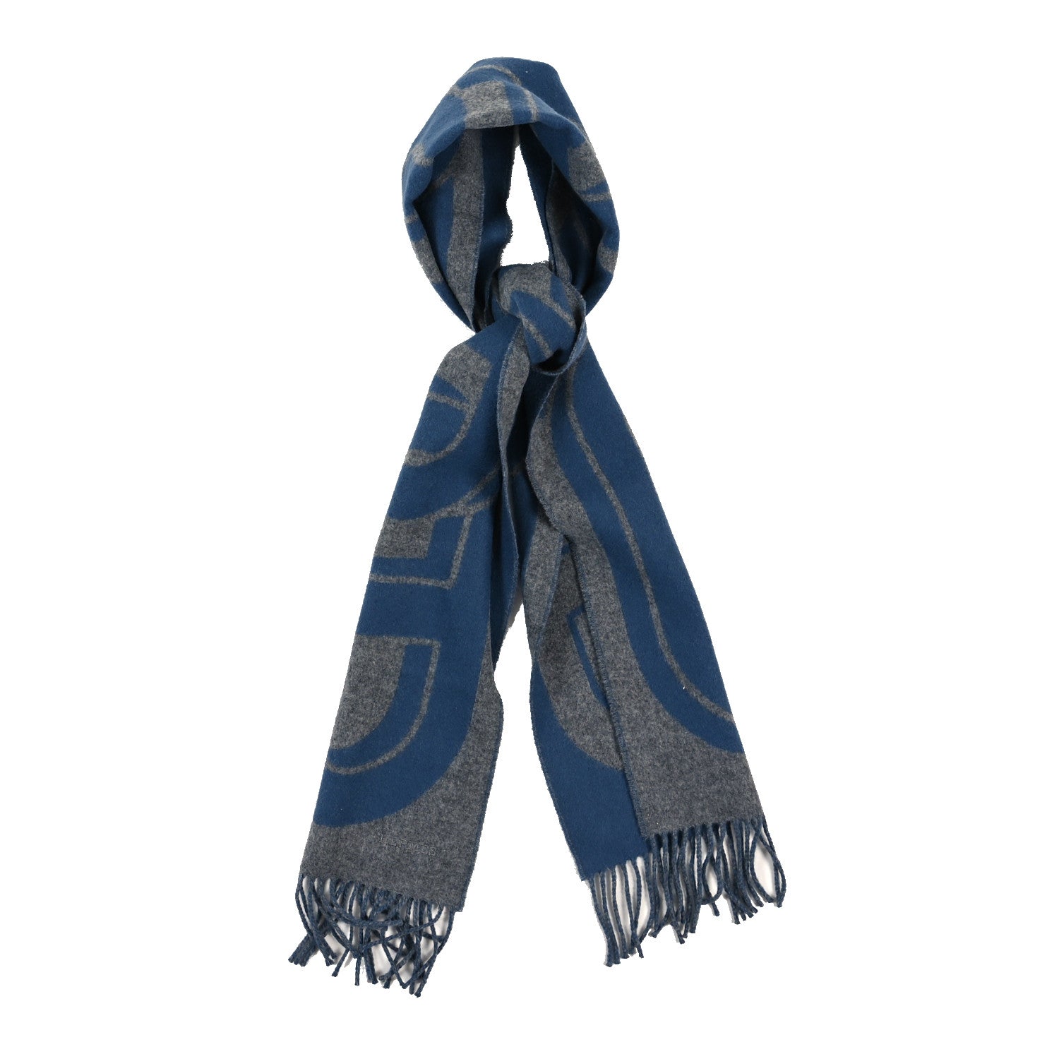 Cashmere Maillons TGM Scarf Gris Chine Bleu Turquin