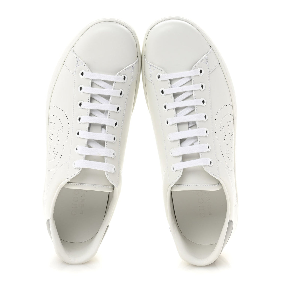 Calfskin Interlocking G Perforated Mens Ace Sneakers 10 White Grey Sky