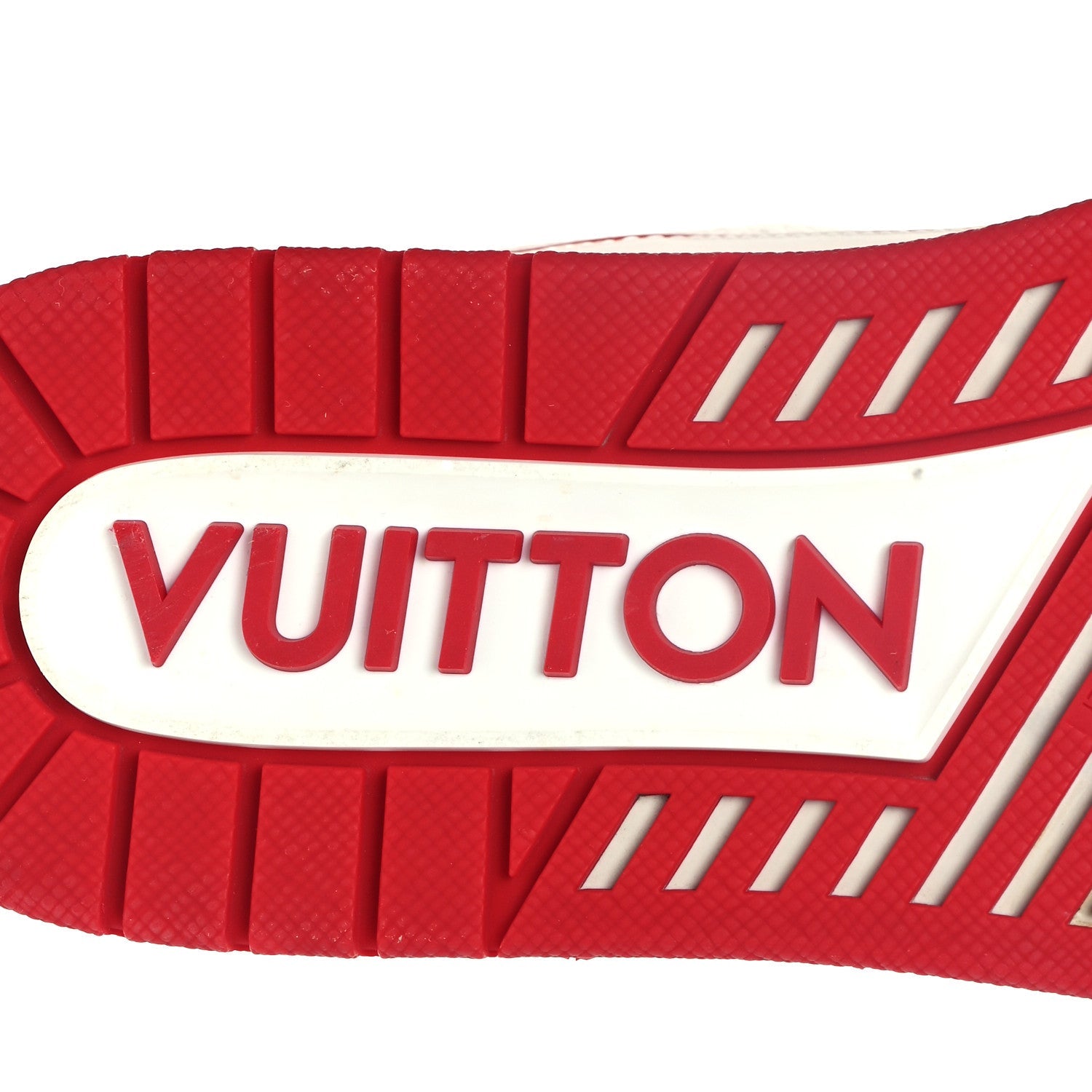 Grained Calfskin Script Mens LV Trainer Sneakers 9 Red