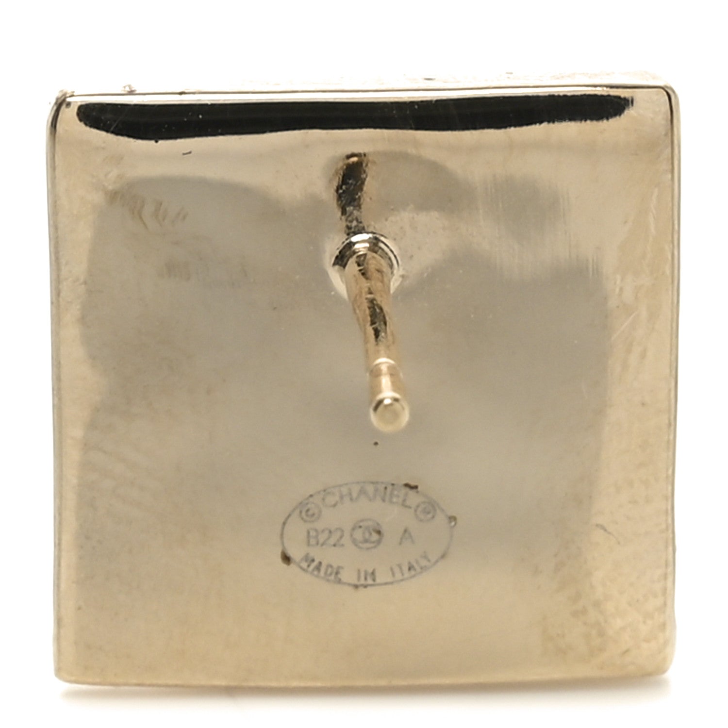 Enamel CC Square Earrings Black White