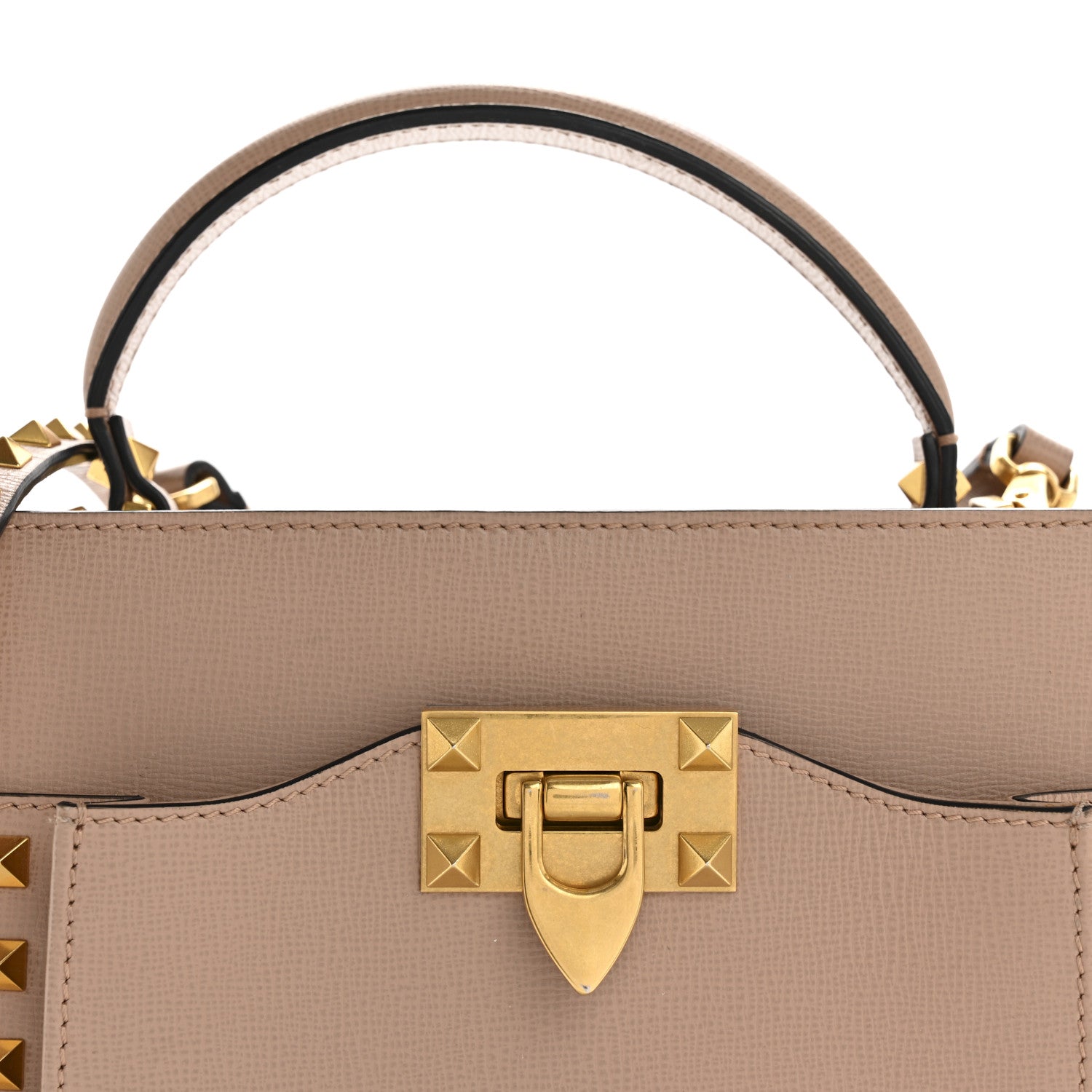 Vitello Small Rockstud Alcove Top-Handle Bag Rose Cannelle
