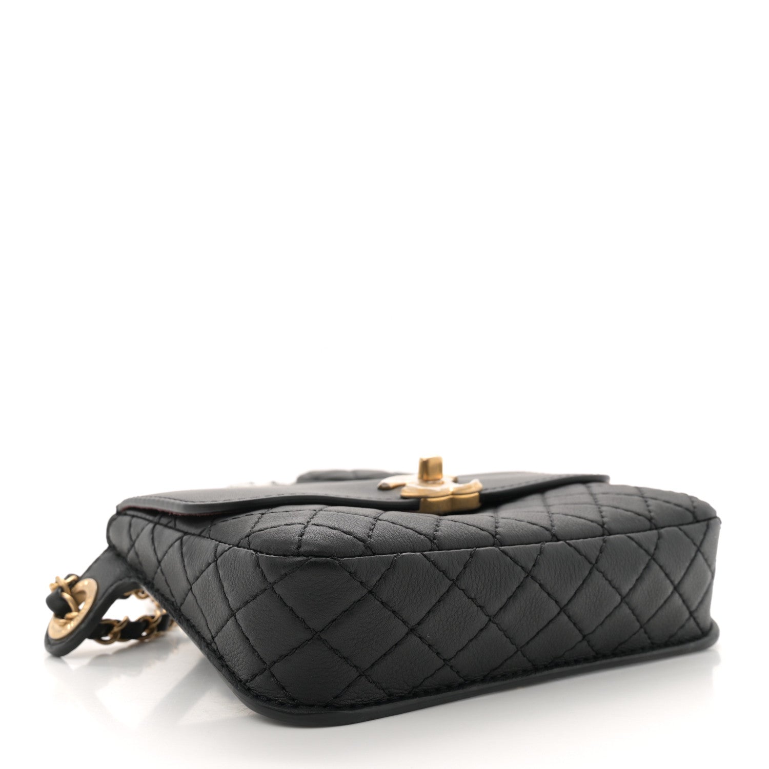 Calfskin Quilted Multi Pouching Flap And Coin Purse Black