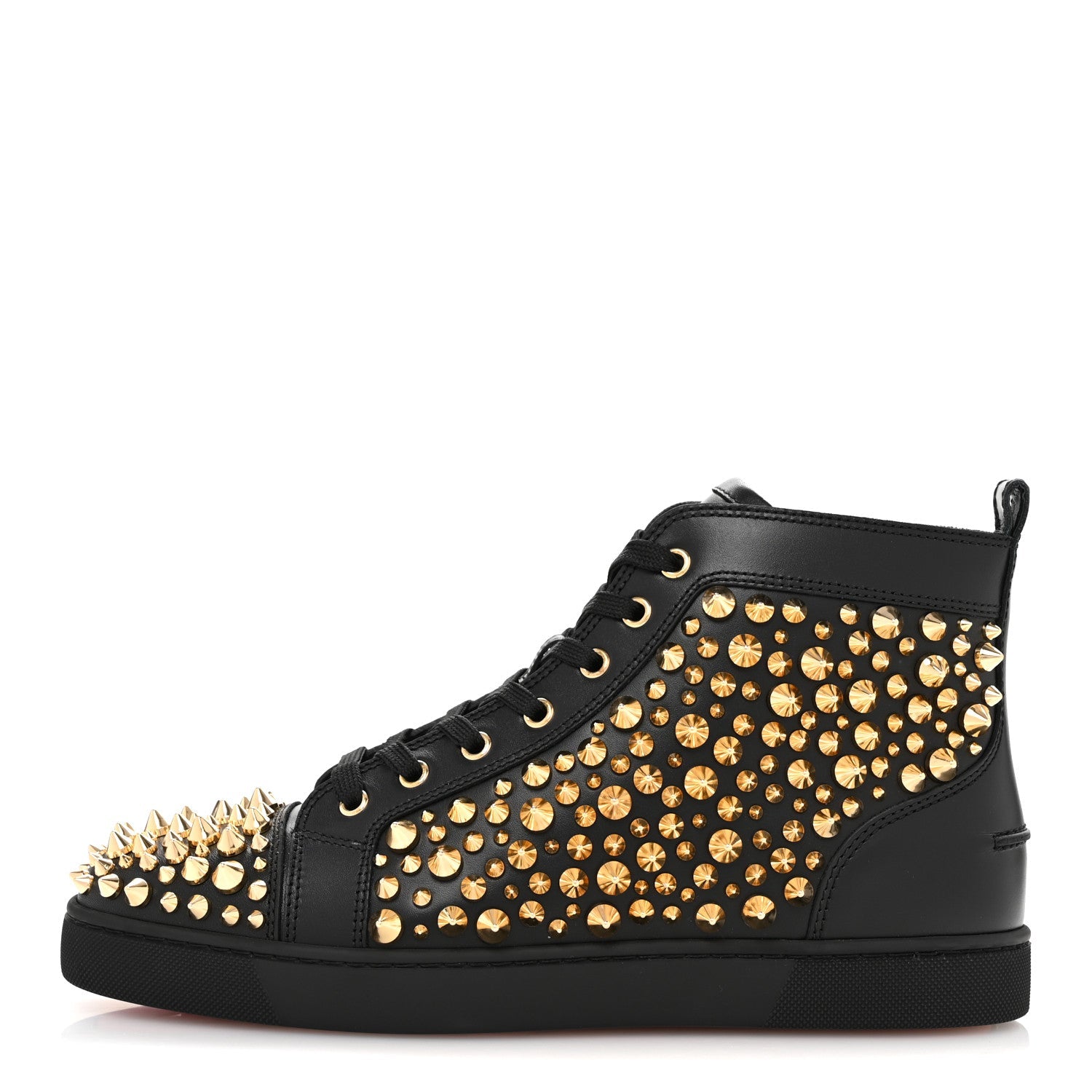 Calfskin Louis Spikes Flat Mens Sneakers 42.5 Black