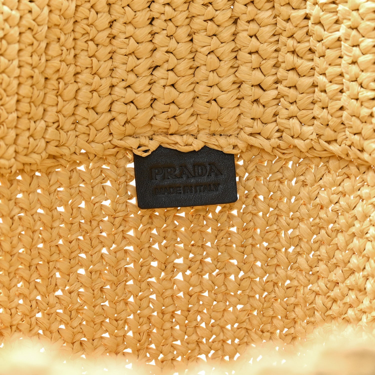 Yarn Raffia Effect Crochet Embroidered Logo Tote Naturale