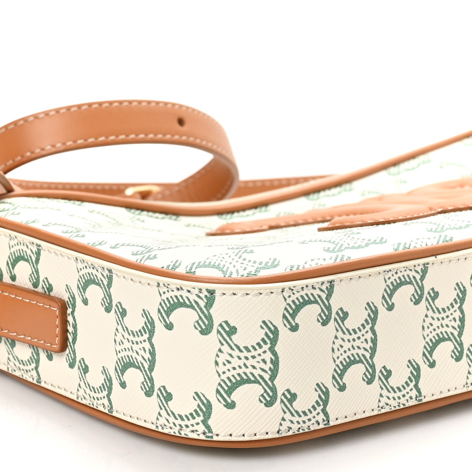 Triomphe Canvas Calfskin Camera Shoulder Bag Green