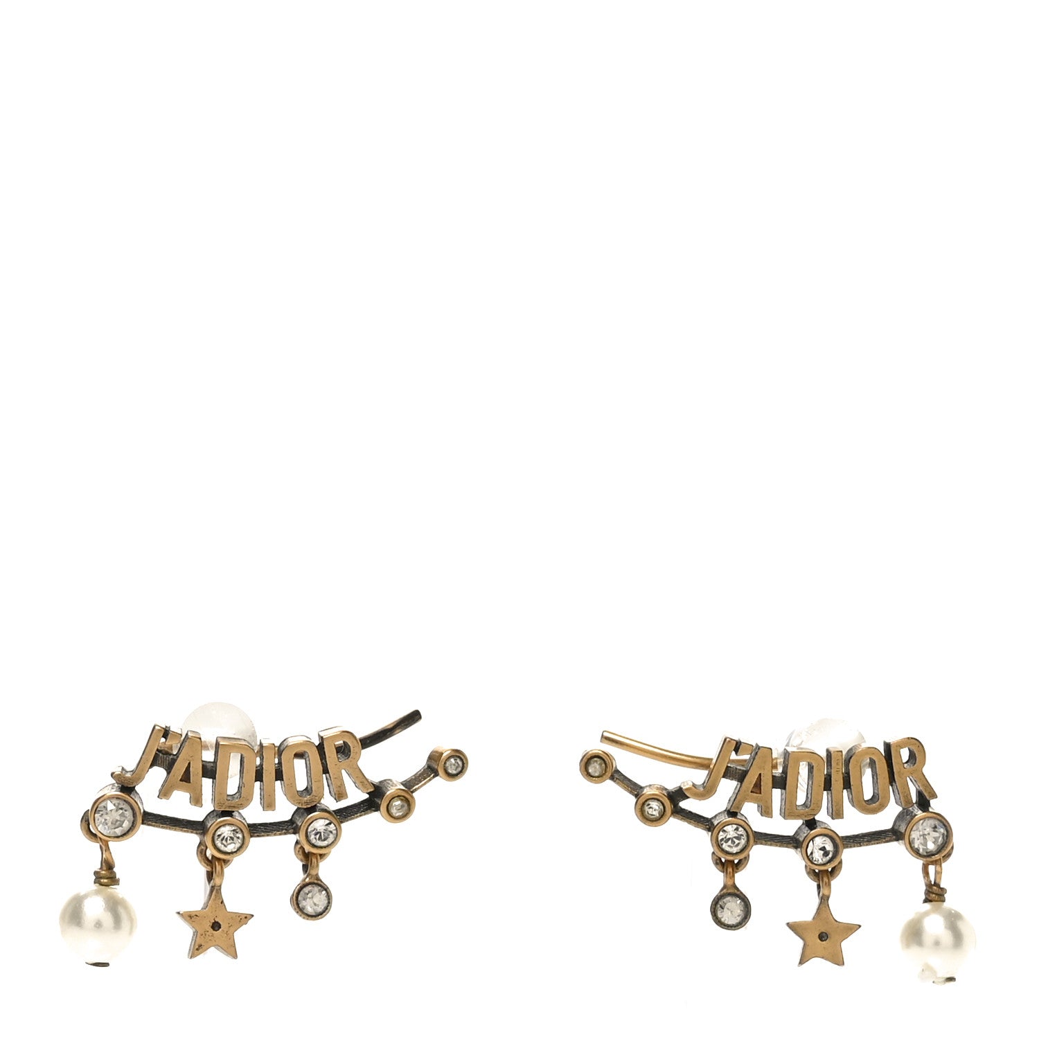 Pearl Crystal J'Adior Earrings Aged Gold