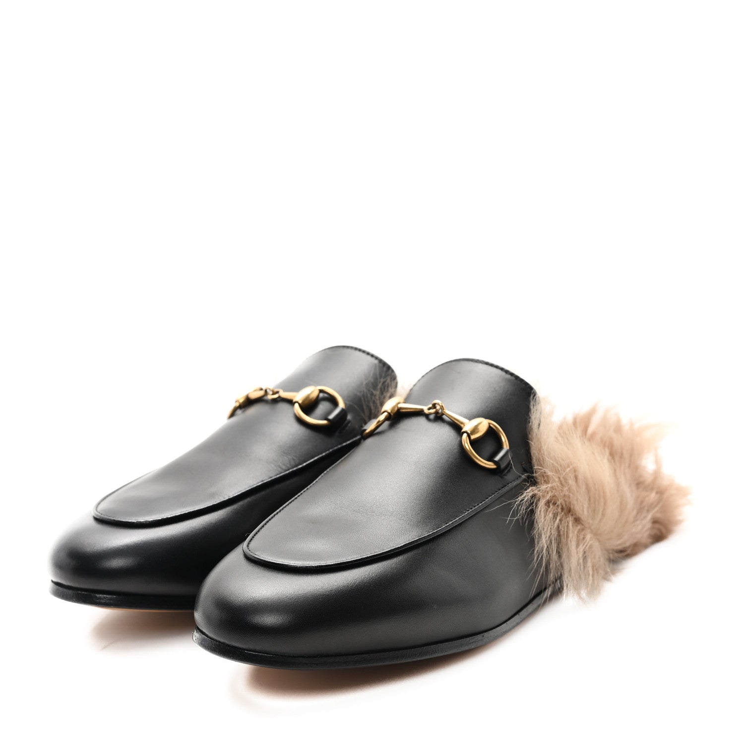 Calfskin Fur Womens Princetown Slippers 36 Black
