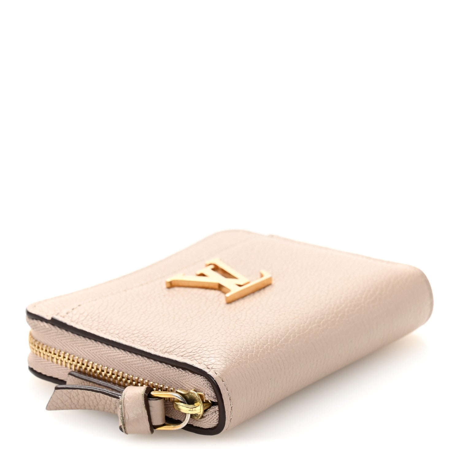 Calfskin Lockme Zippy Coin Purse Greige