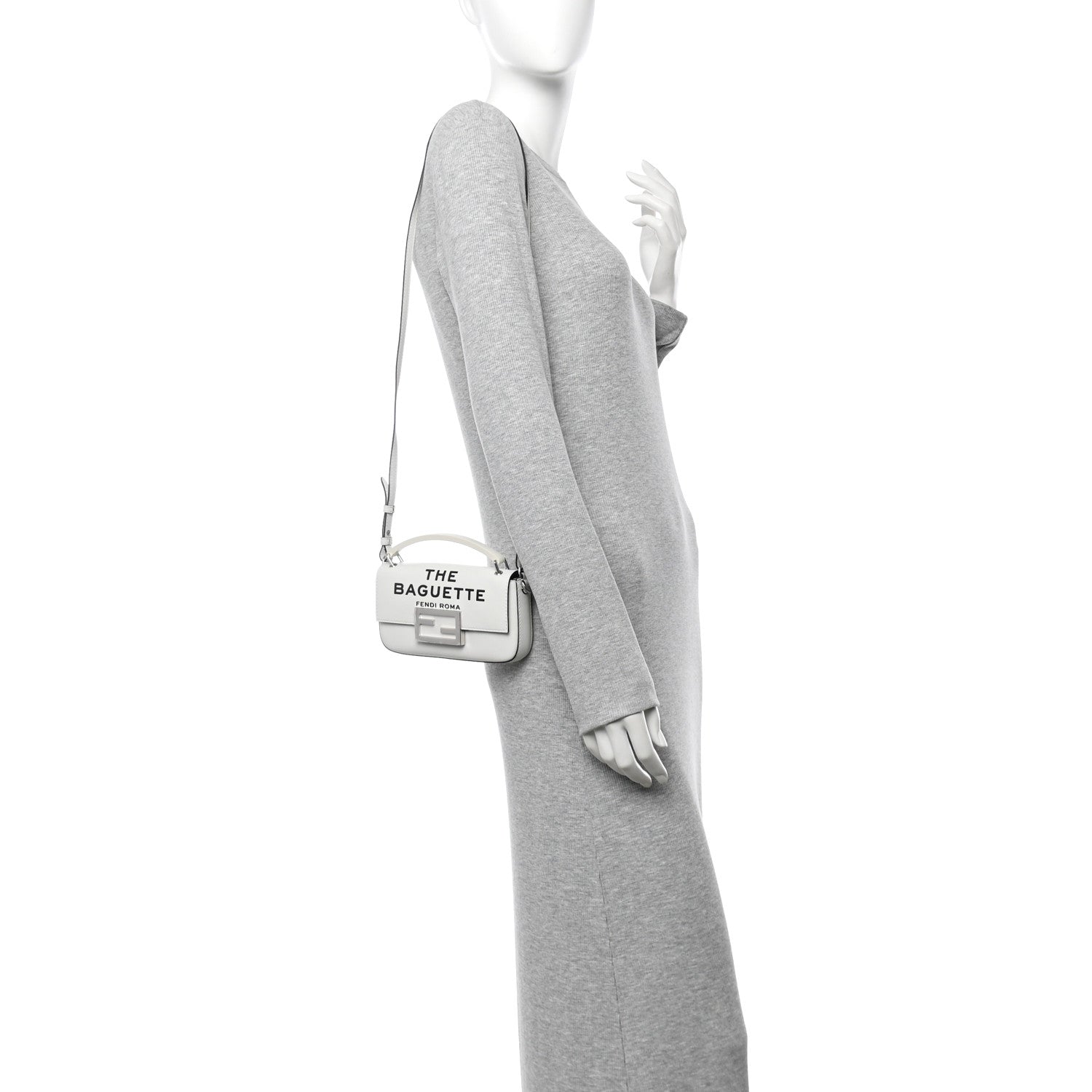 X MARC JACOBS Nappa Logo Phone Baguette White Black