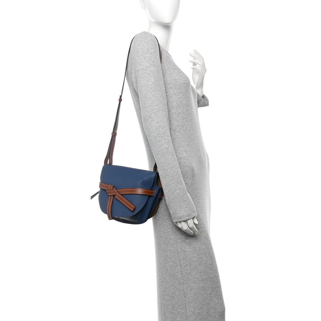 Grained Calfskin Small Gate Crossbody Bag Varsity Blue Pecan