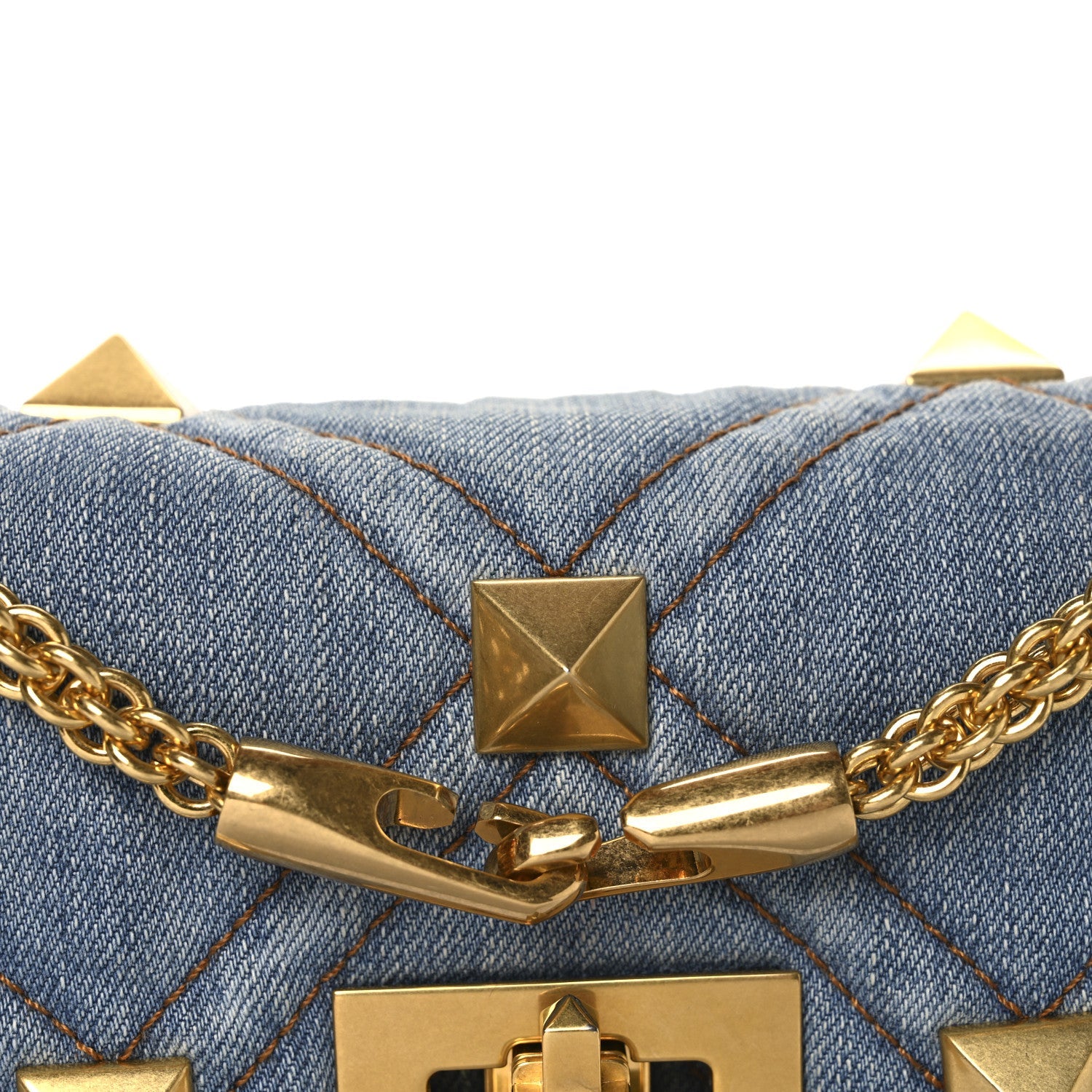 Denim Medium Roman Stud Shoulder Bag Light Denim Selleria