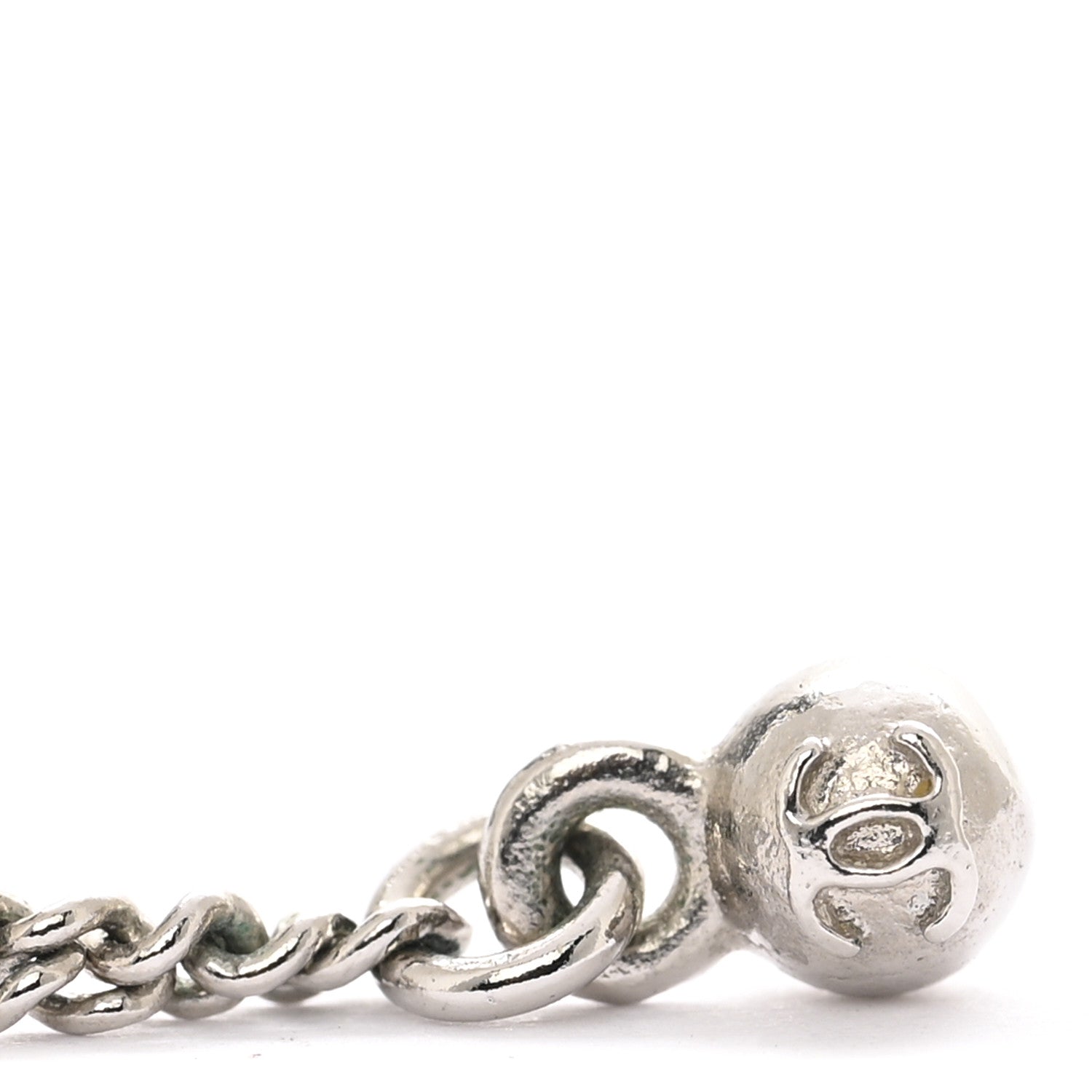 Baguette Crystal CC Drop Earrings Silver