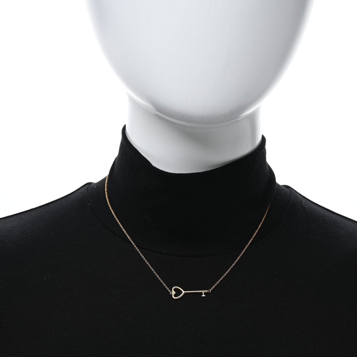 18K Yellow Gold Heart Key Pendant Necklace