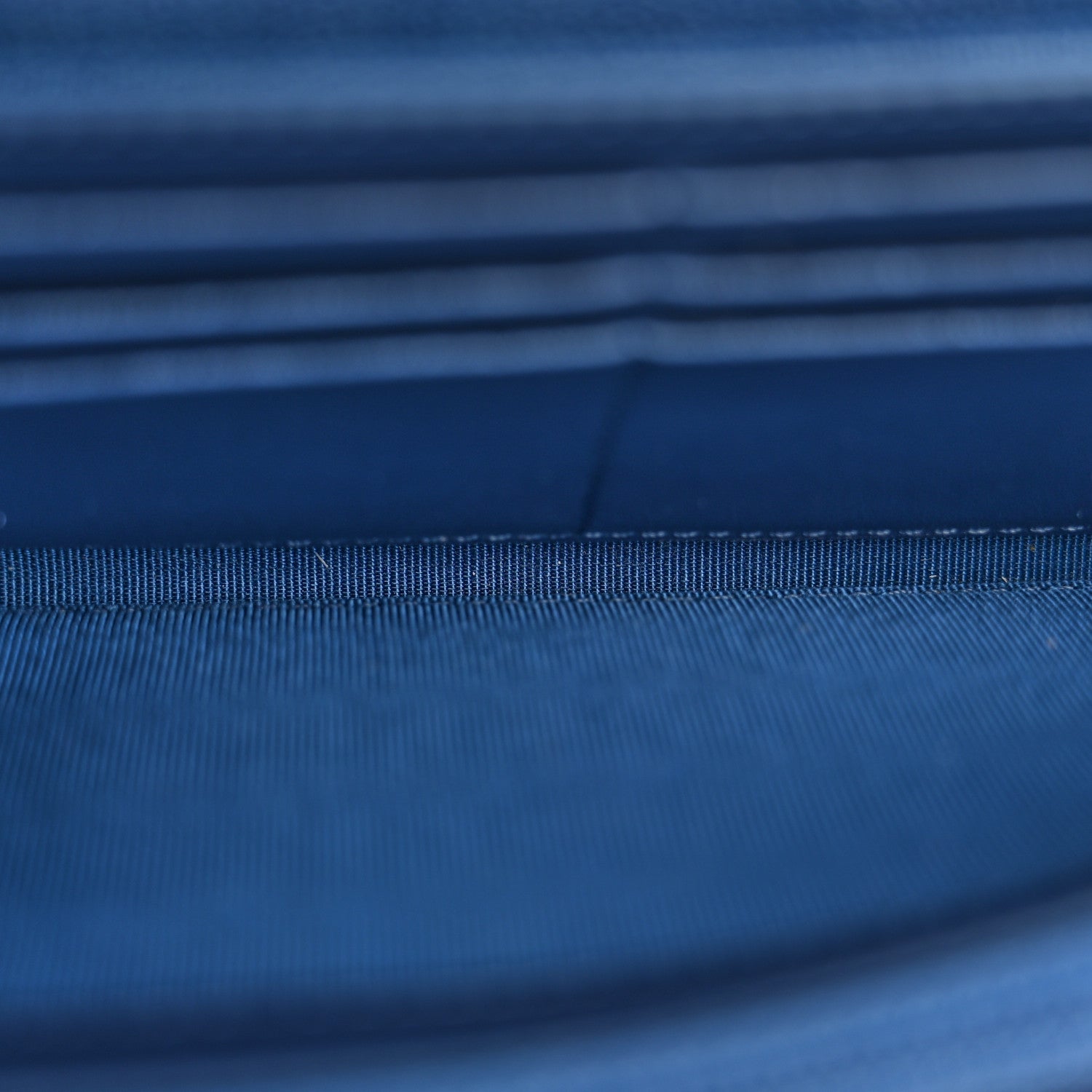 Iridescent Caviar Quilted Large Gusset Flap Wallet Dark Blue