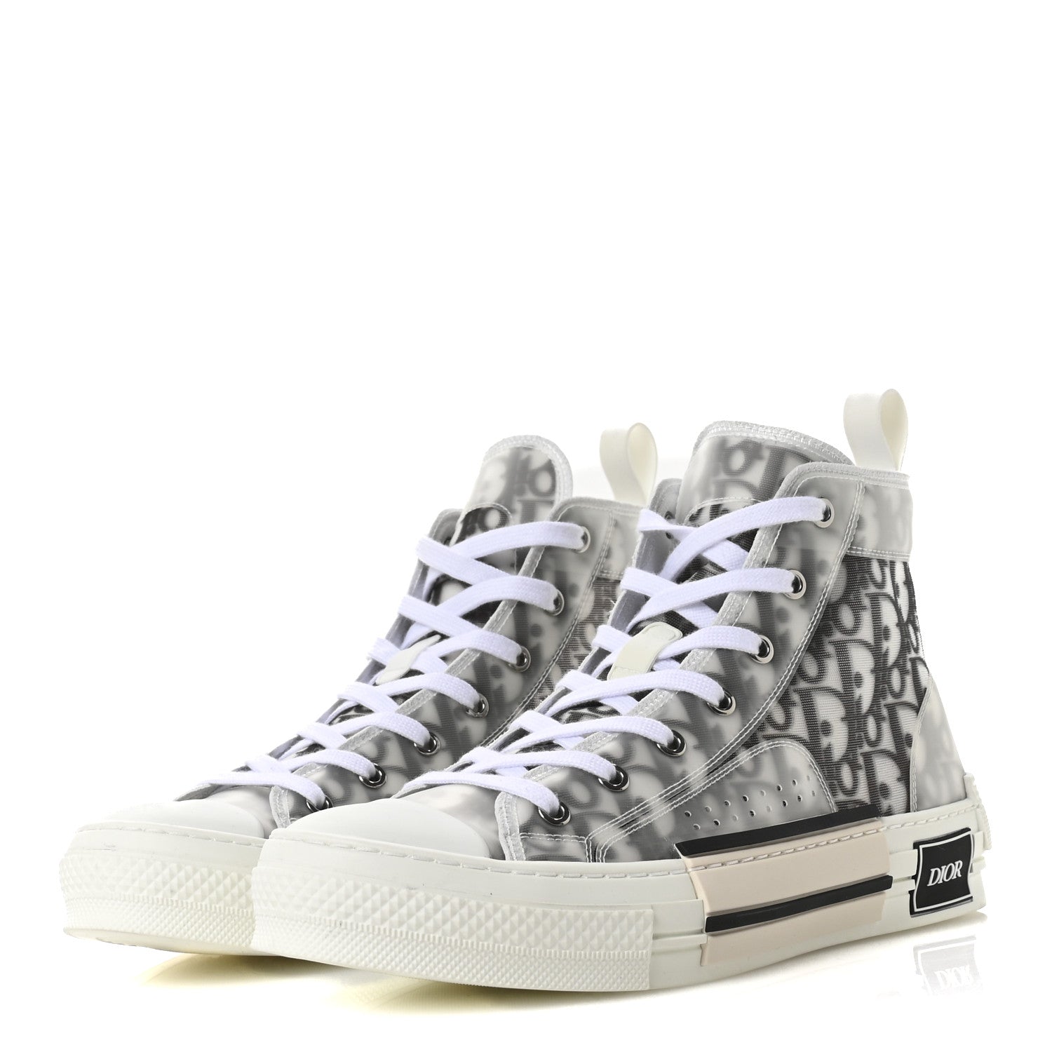 Technical Canvas Oblique B23 High Top Sneakers 41 White Black