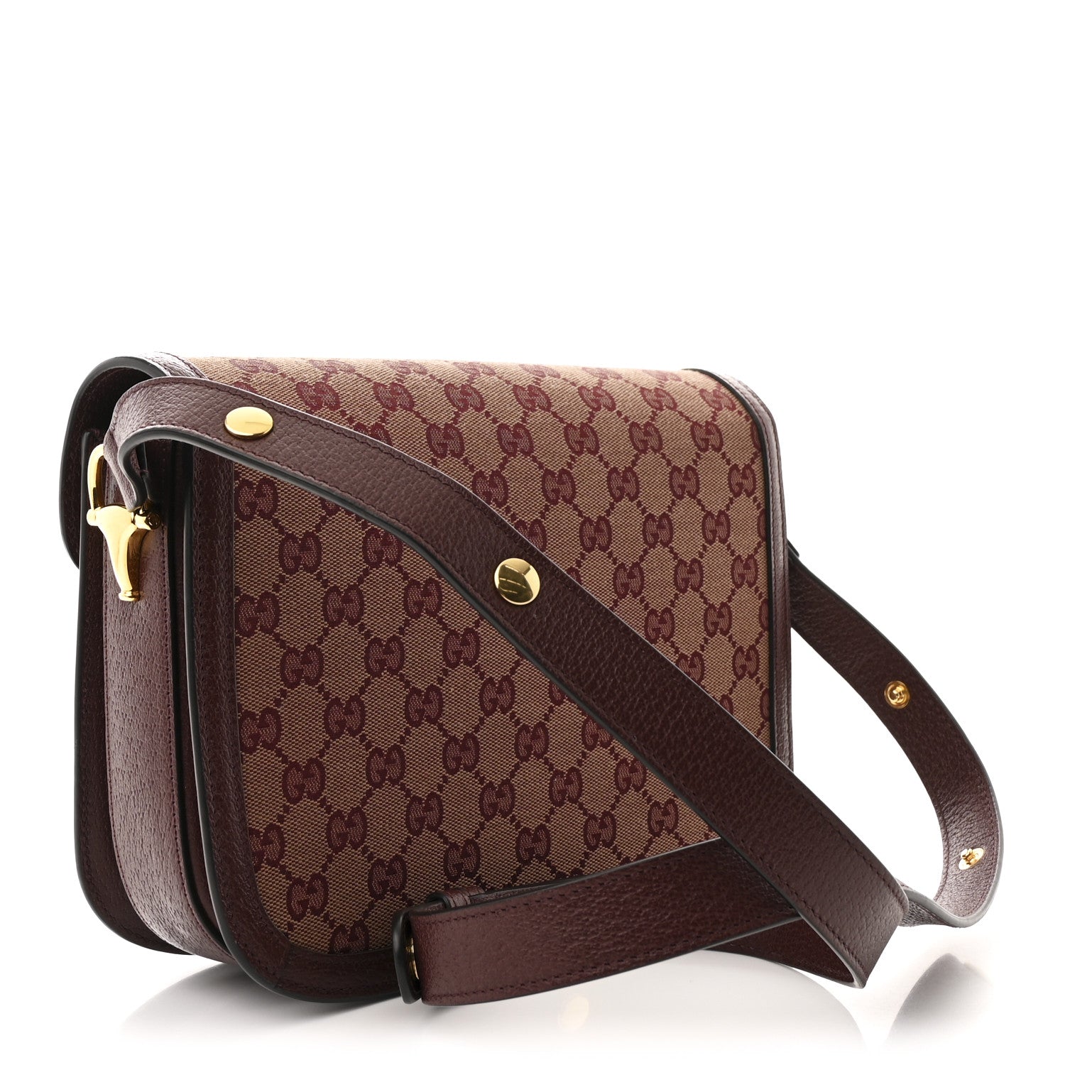 Monogram Textured Dollar Calfskin Horsebit 1955 Shoulder Bag Sahara Rubino Chardonnay