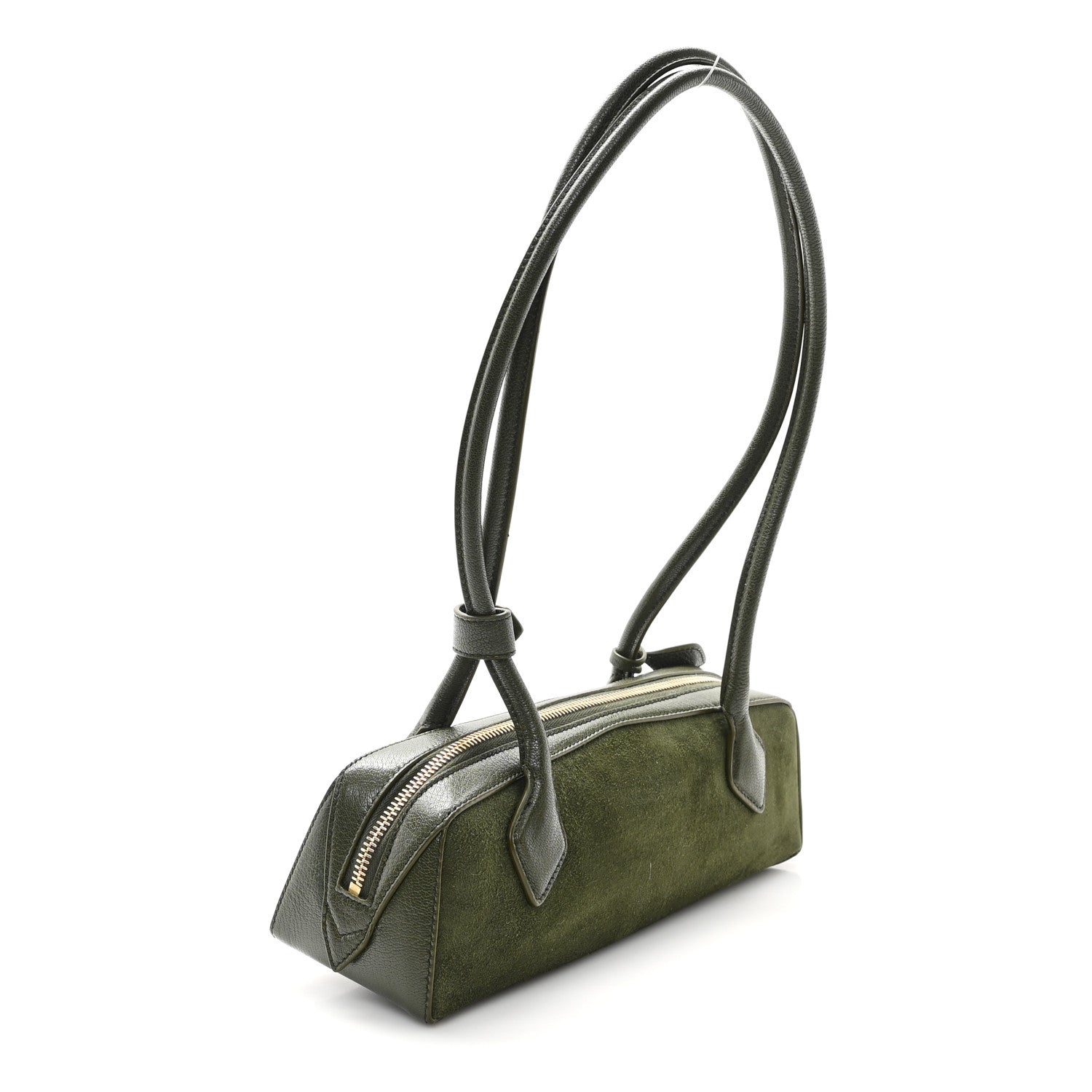 Suede Goatskin Small Le Teckel Bag Olive Green