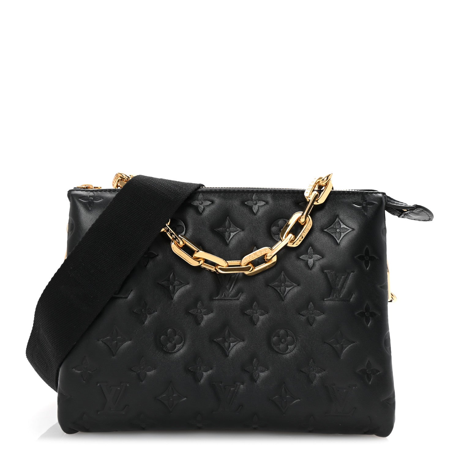 Lambskin Embossed Monogram Coussin PM Black