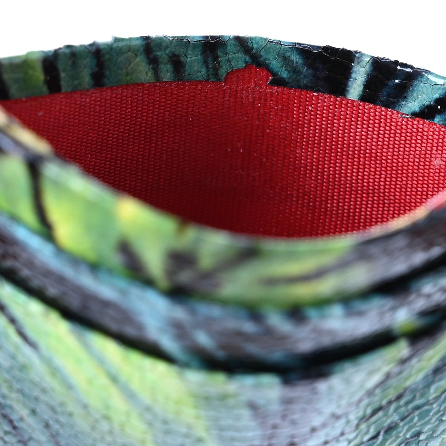 Crackled Calfskin Hawaii Print Paros Spikes Card Holder Black Gunmetal