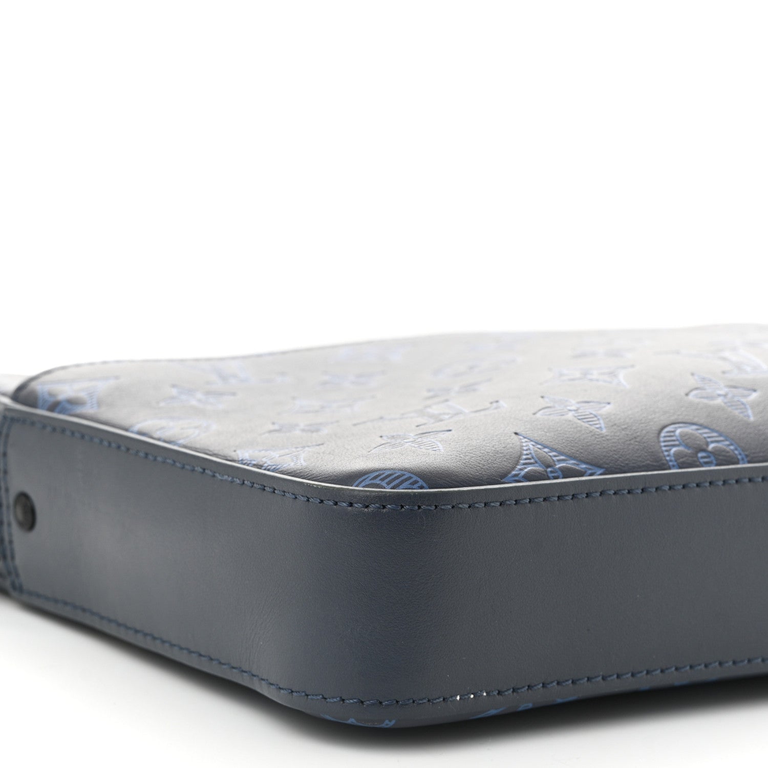 Calfskin Monogram Shadow Trio Messenger Navy River Blue