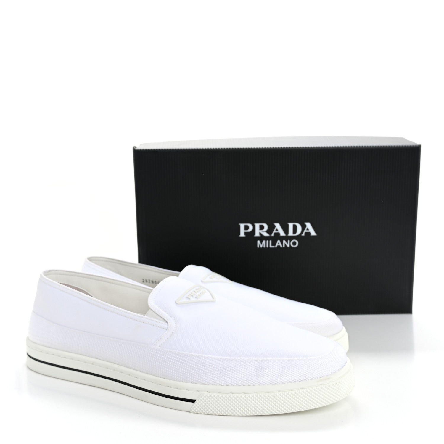 Technical Nylon Triangle Logo Mens Slip On Sneakers 11 White