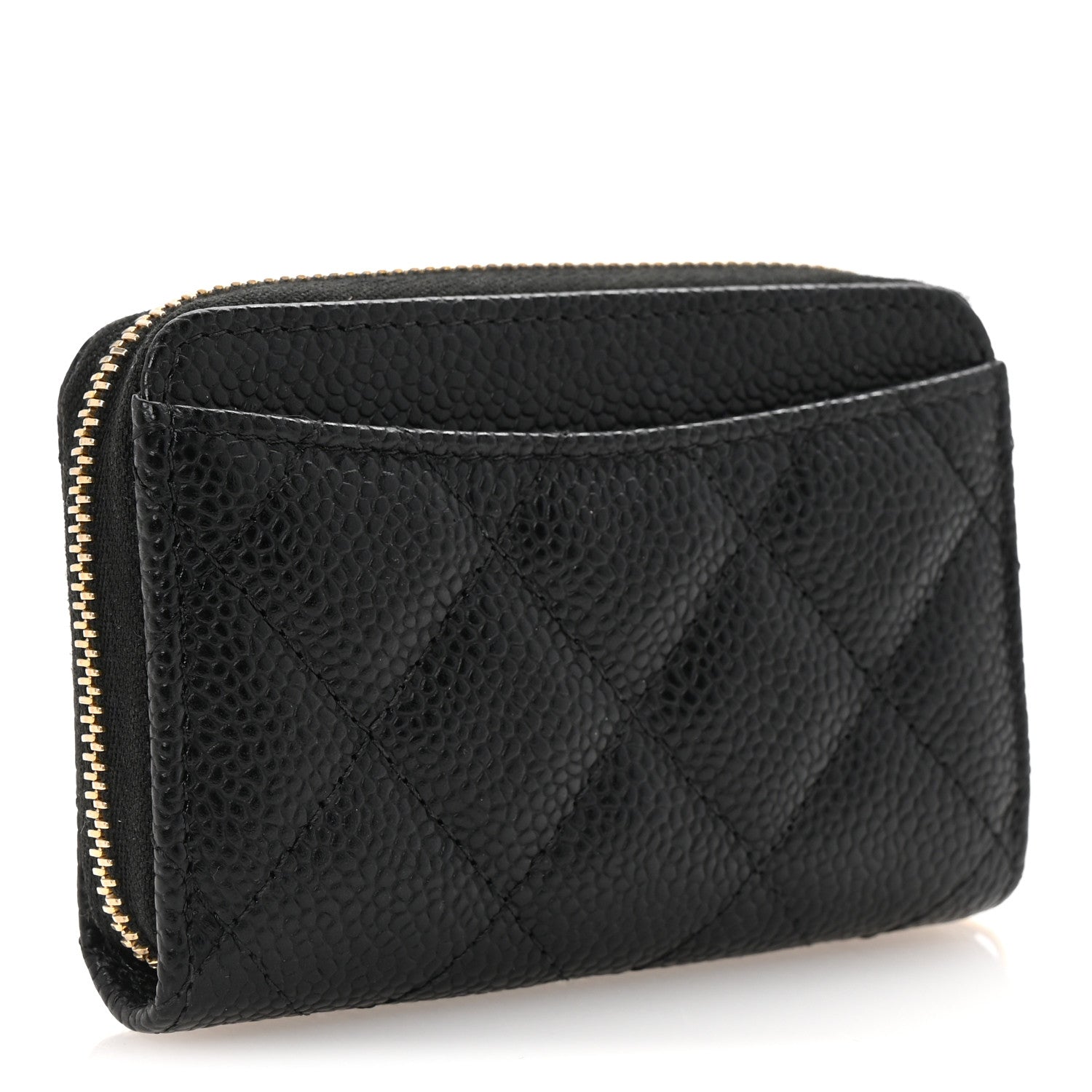Caviar Quilted Zip Coin Purse Black