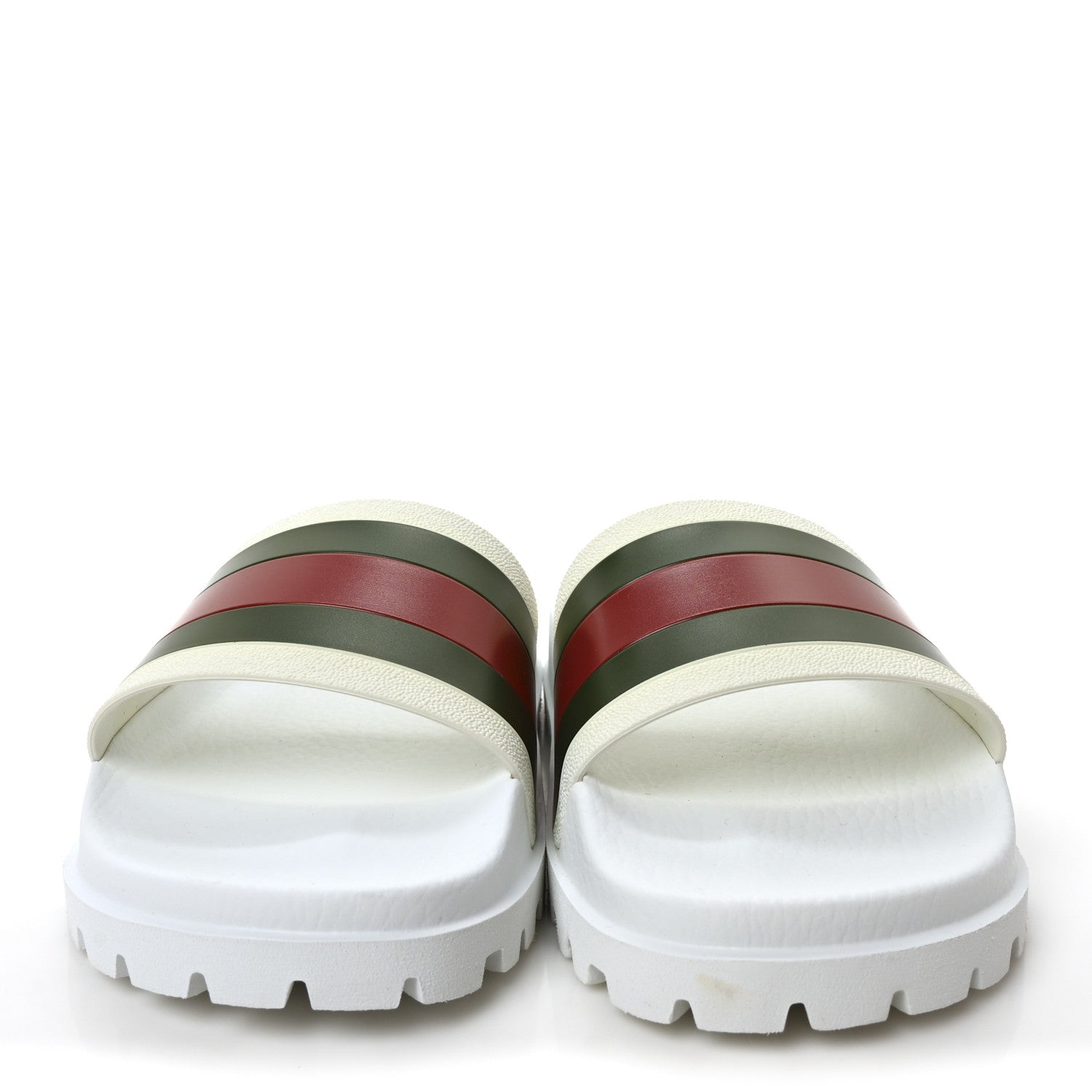 Rubber Web Mens Lug Sole Slide Sandals 8 Great White Vert Red