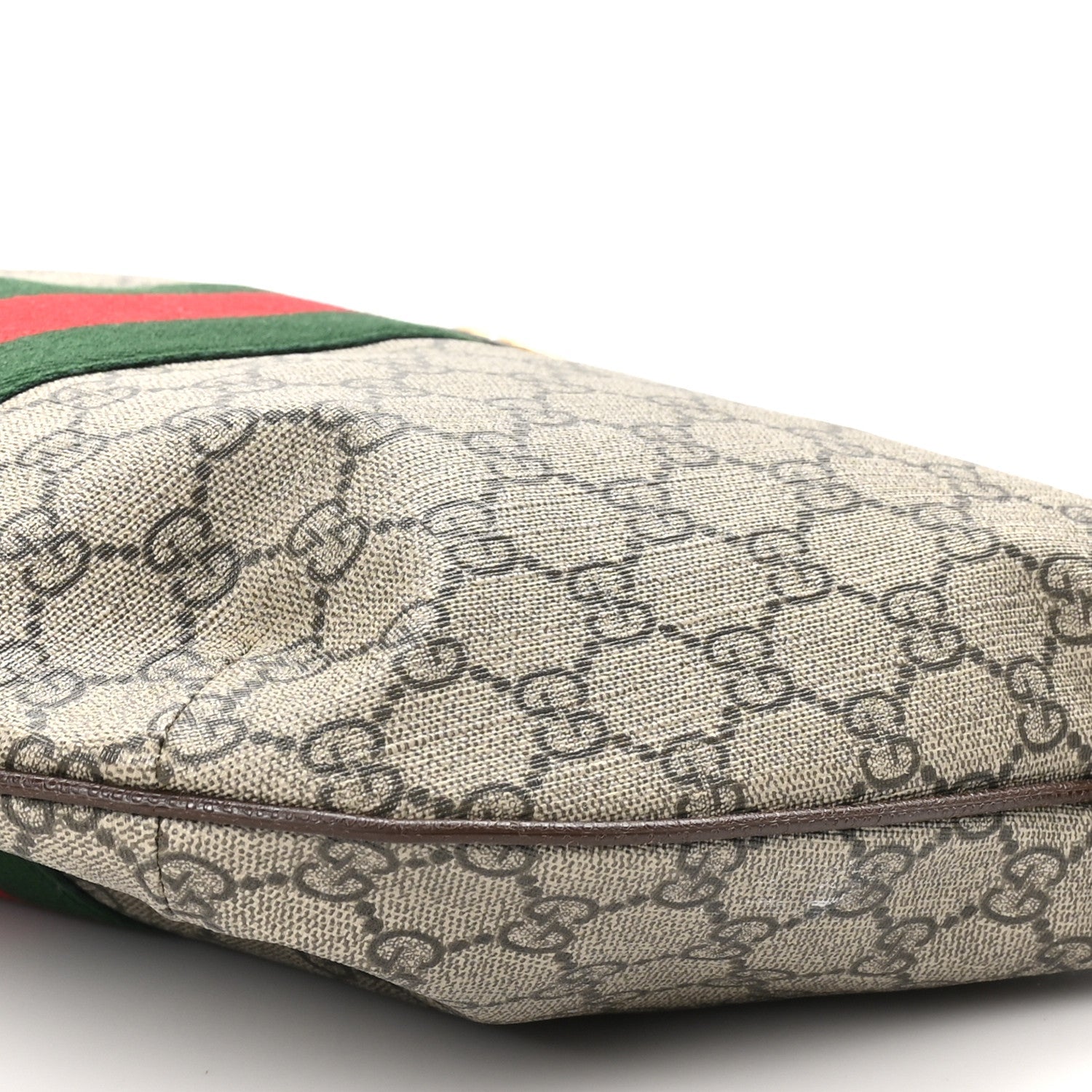 GG Supreme Monogram Web Small Ophidia Half Moon Hobo Brown