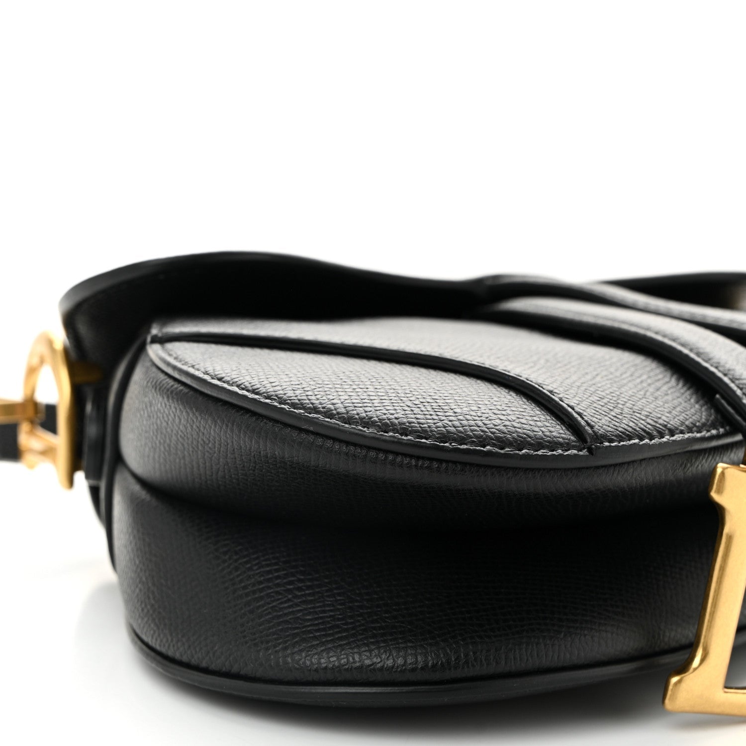 Grained Calfskin Mini Saddle Bag Black