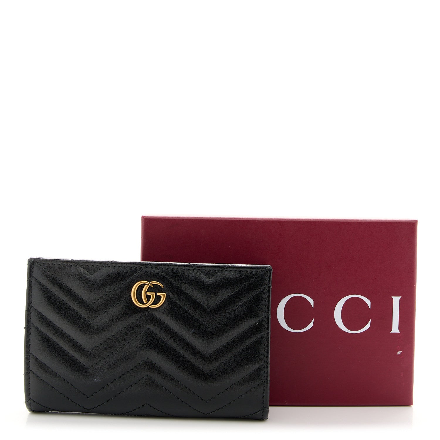 Calfskin Matelasse GG Marmont Wallet Black
