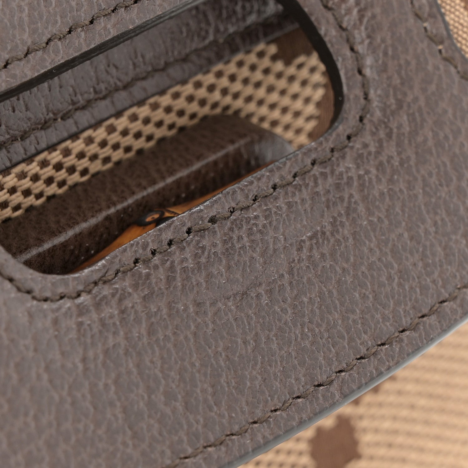 Monogram Jumbo GG Textured Dollar Calfskin Web Small Bamboo 1947 Top Handle Bag Camel Ebony New Acero