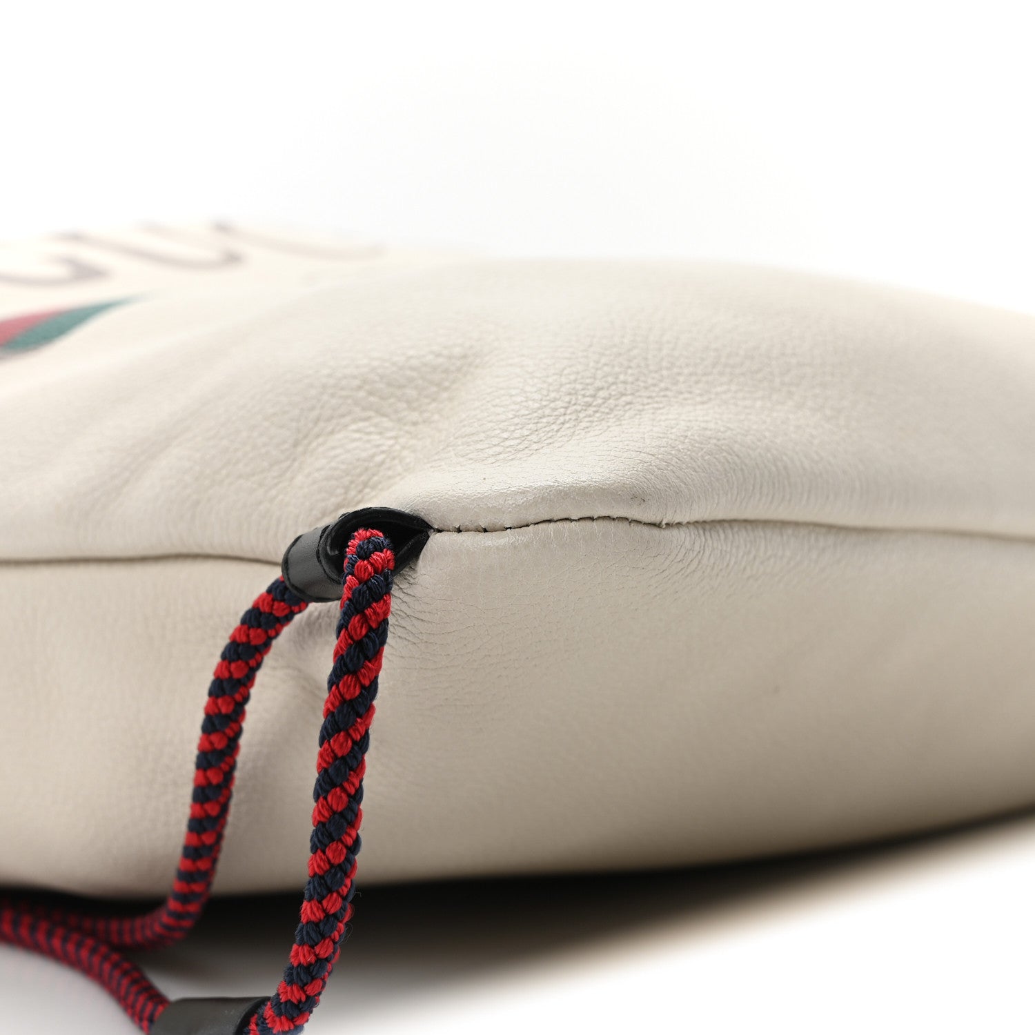 Calfskin Logo Drawstring Backpack Mystic White