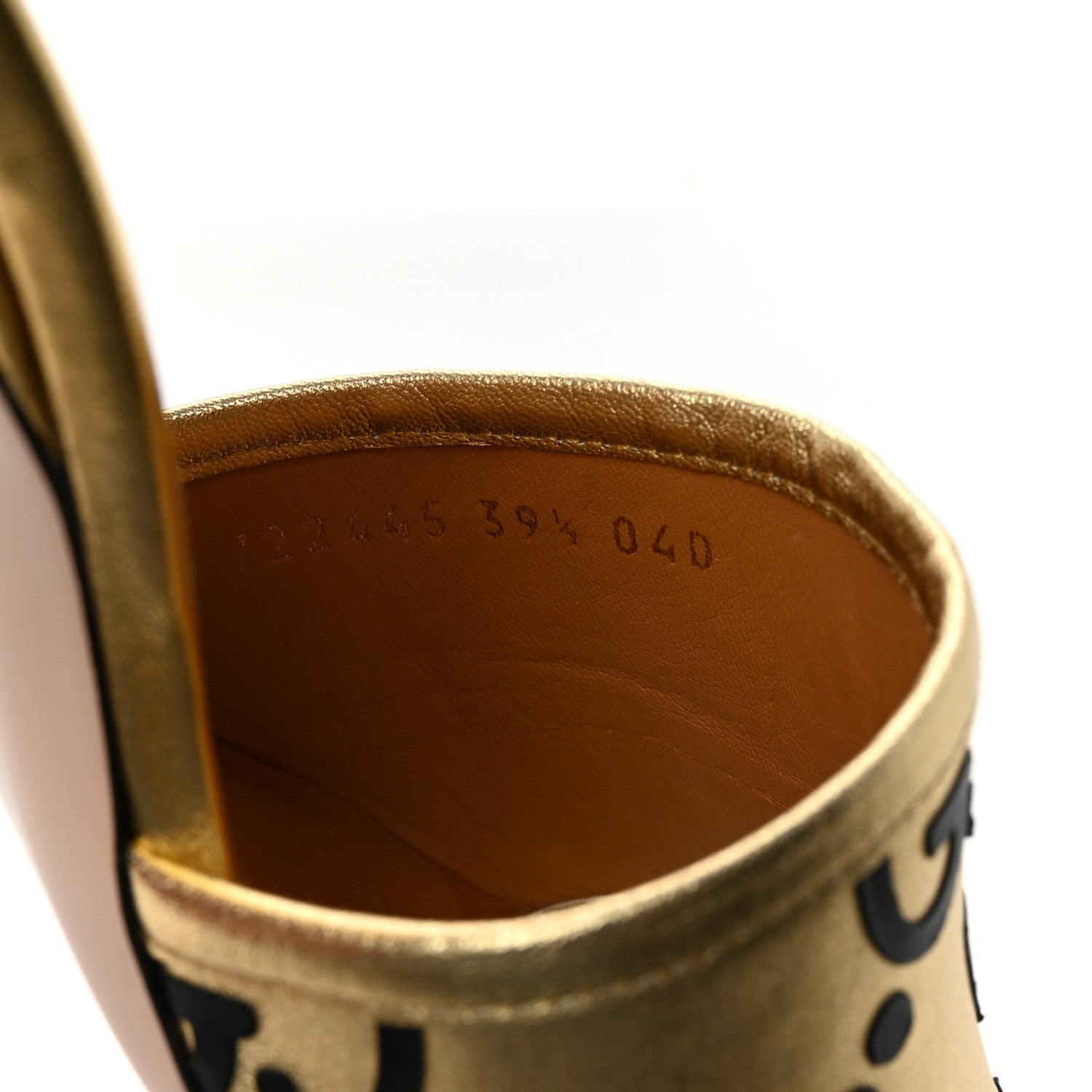 X ADIDAS Nappa Silk Charlotte Monogram Jumbo GG Trefoil 75mm Slide Sandals 39.5 King Gold Black